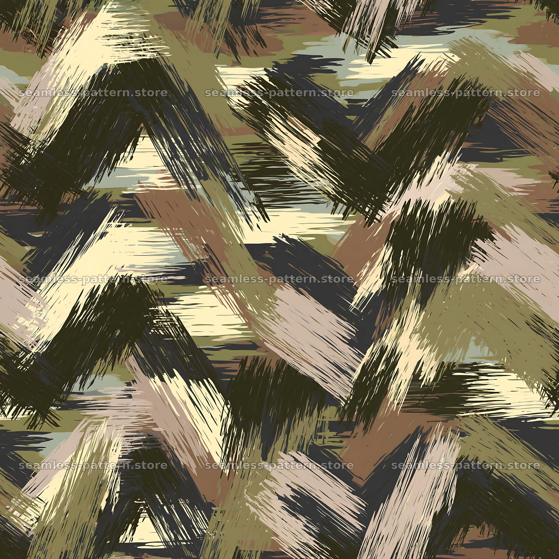 Seamless military camouflage brushstroke pattern design — seamless tileable pattern