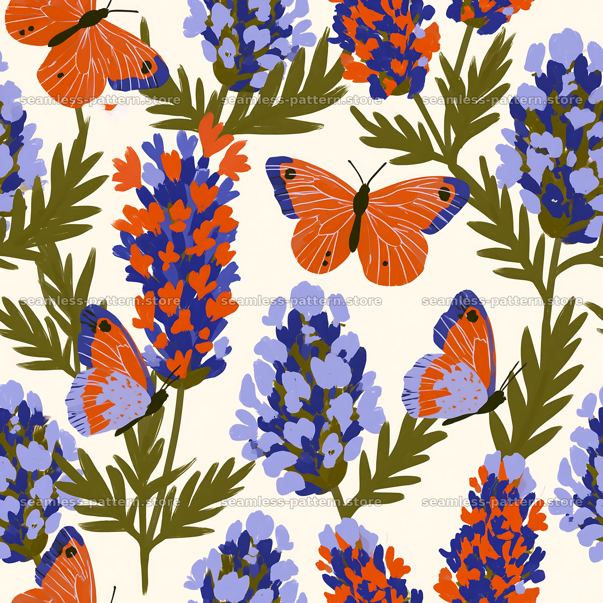 Butterfly and lavender seamless pattern for fabric and wallpaper — seamless tileable pattern