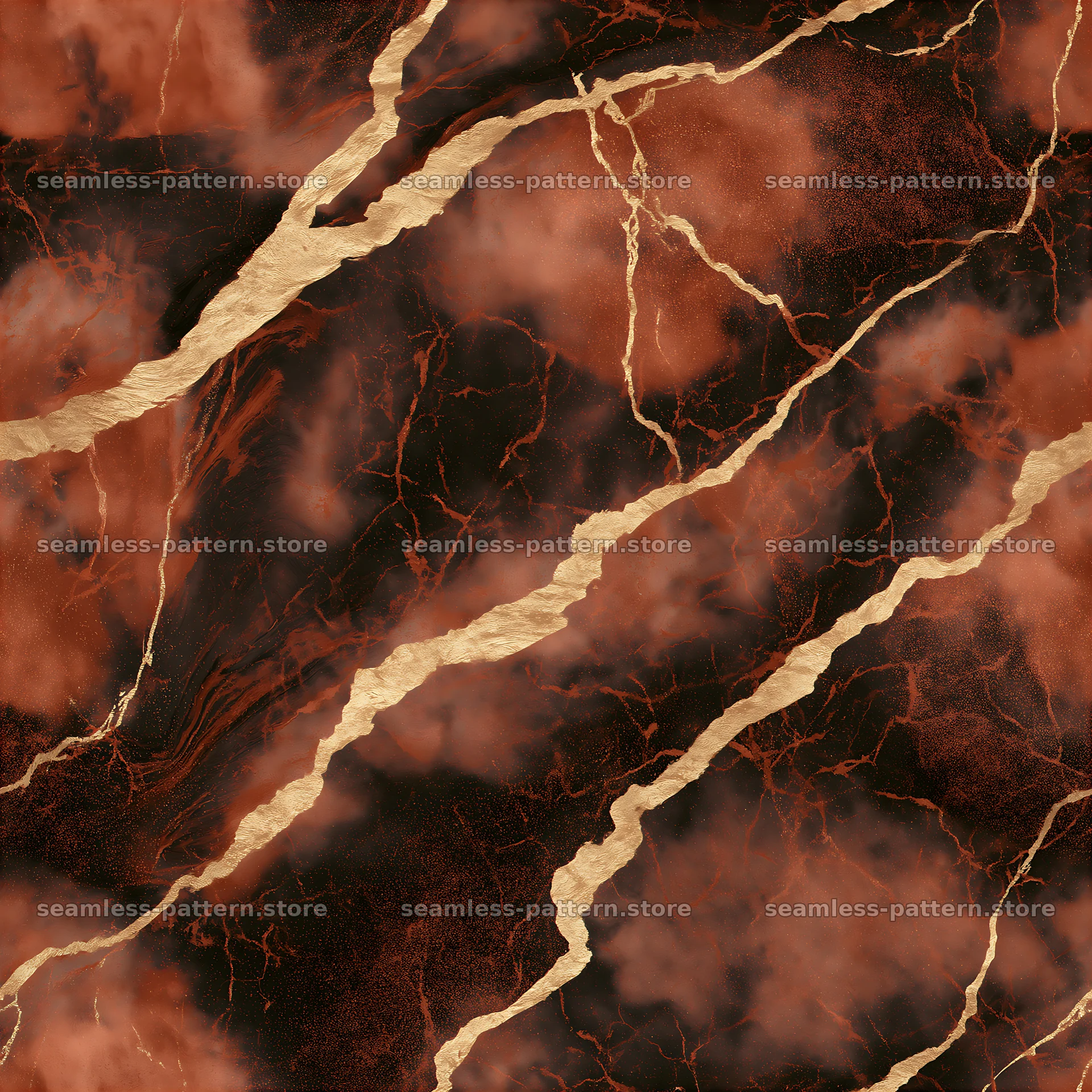 Seamless luxury stone texture with gold veins in rich hues — seamless tileable pattern at 8192x8192