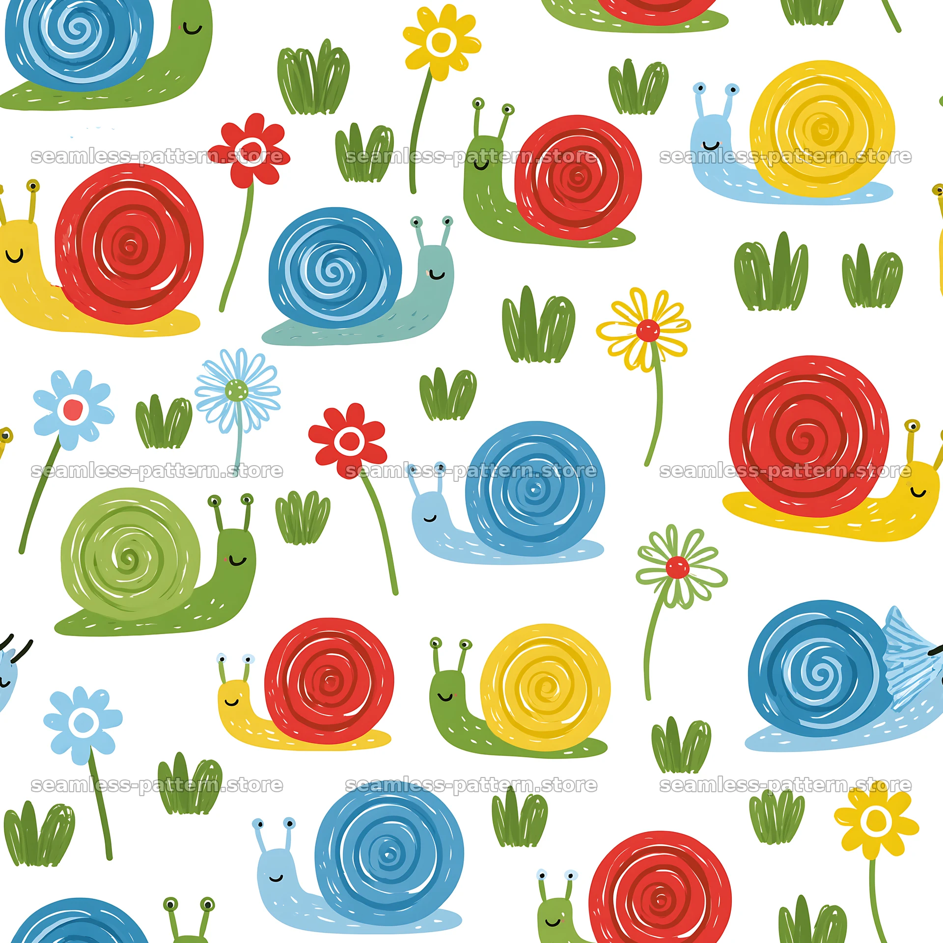 Seamless snail pattern for children's wallpaper — seamless tileable pattern