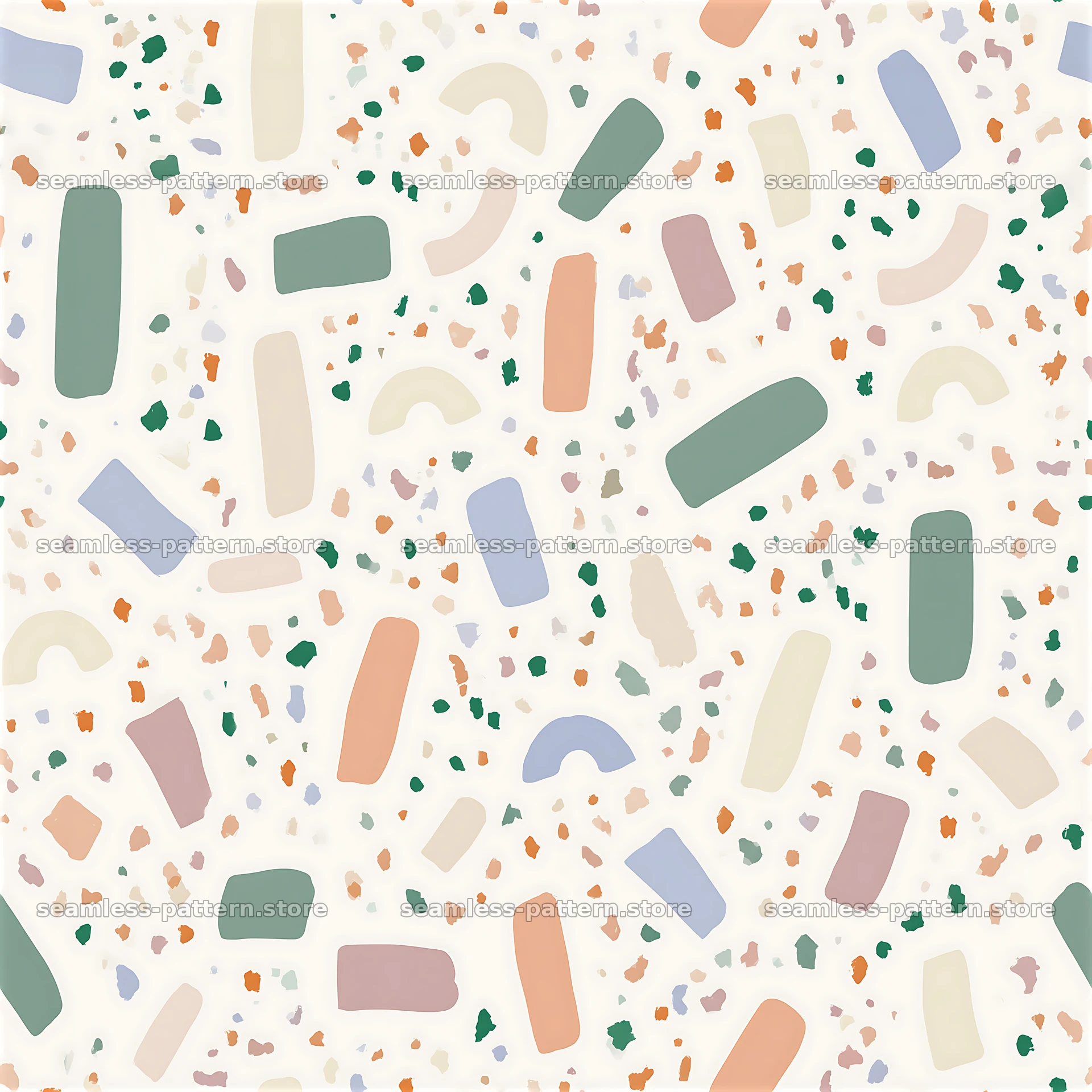 Dynamic confetti repeat pattern with curved and rectangular shapes — seamless tileable pattern at 8192x8192