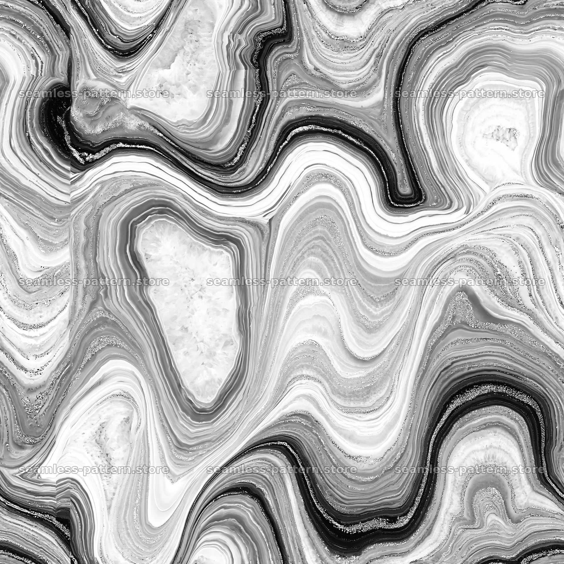 Modern abstract marble repeat pattern with layered color veins — seamless tileable pattern