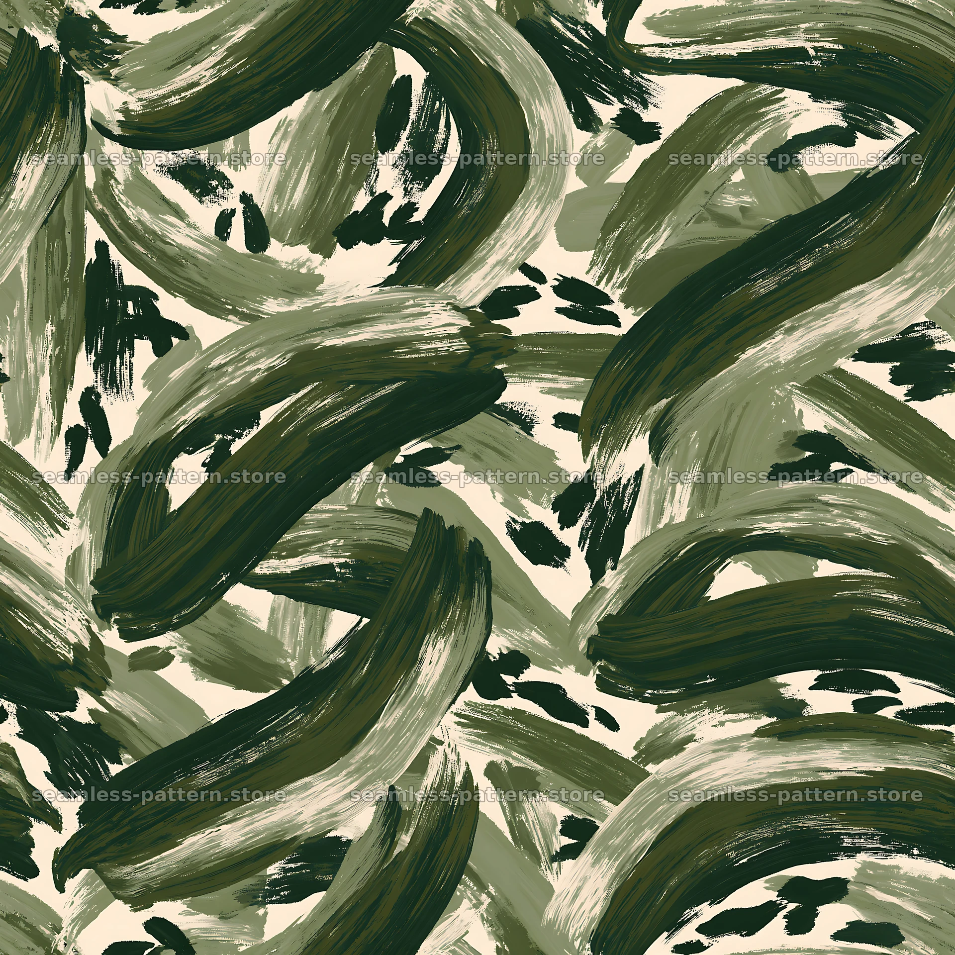 Seamless green camouflage brushstroke pattern for textiles — seamless tileable pattern
