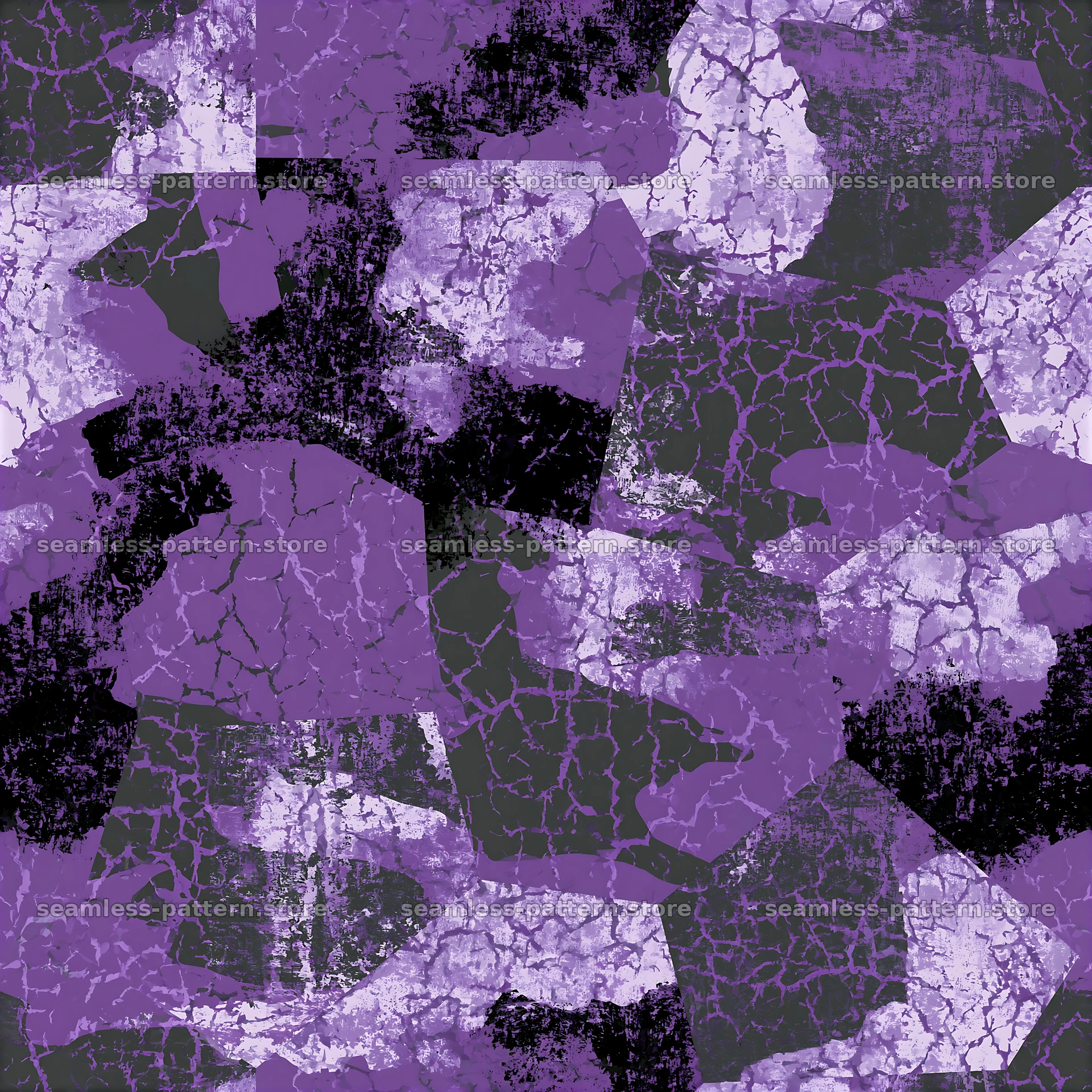Purple distressed military camouflage seamless pattern with cracks — seamless tileable pattern at 8192x8192