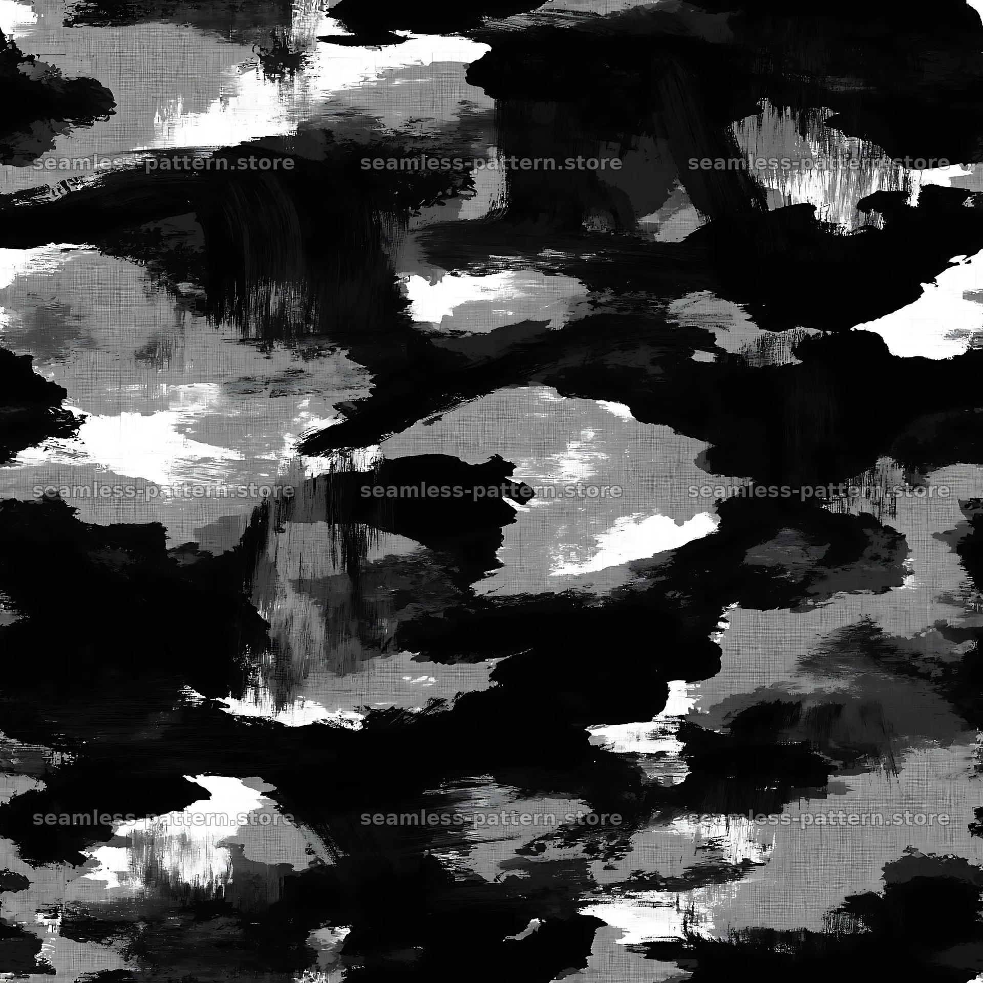 Seamless black camouflage brushstroke pattern for fabric and wallpaper — seamless tileable pattern