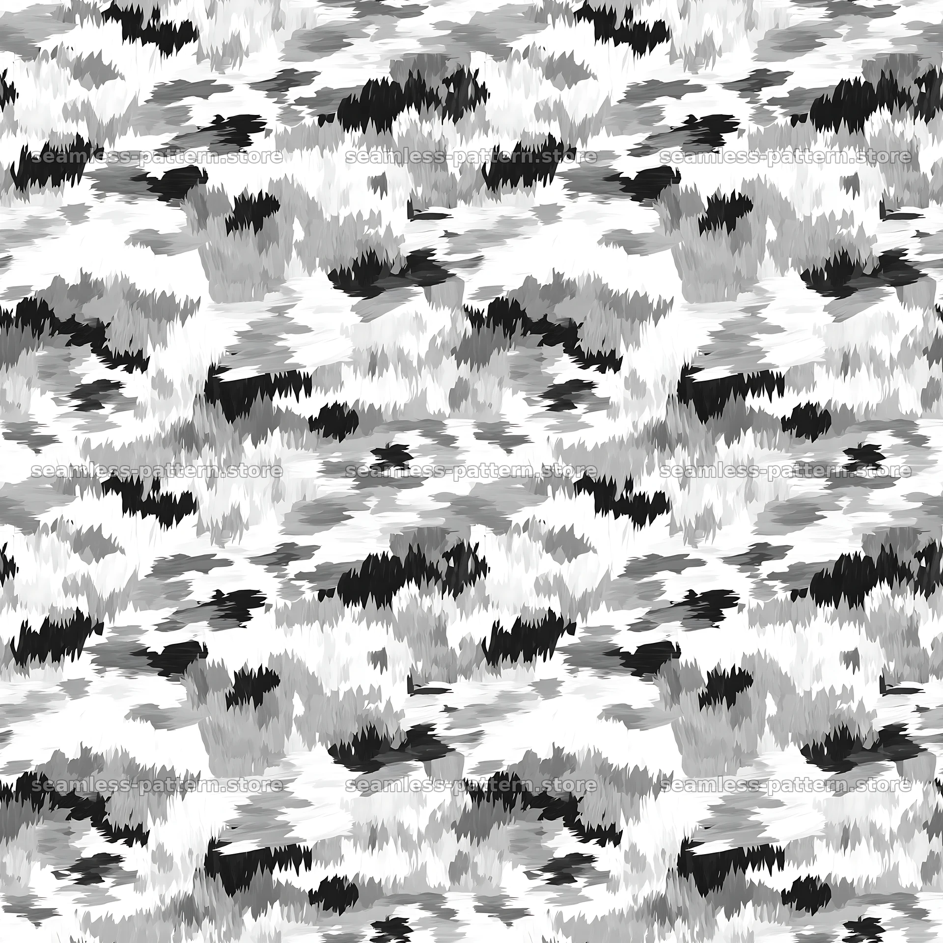 Seamless desert camouflage brushstroke pattern in monochrome — seamless tileable pattern