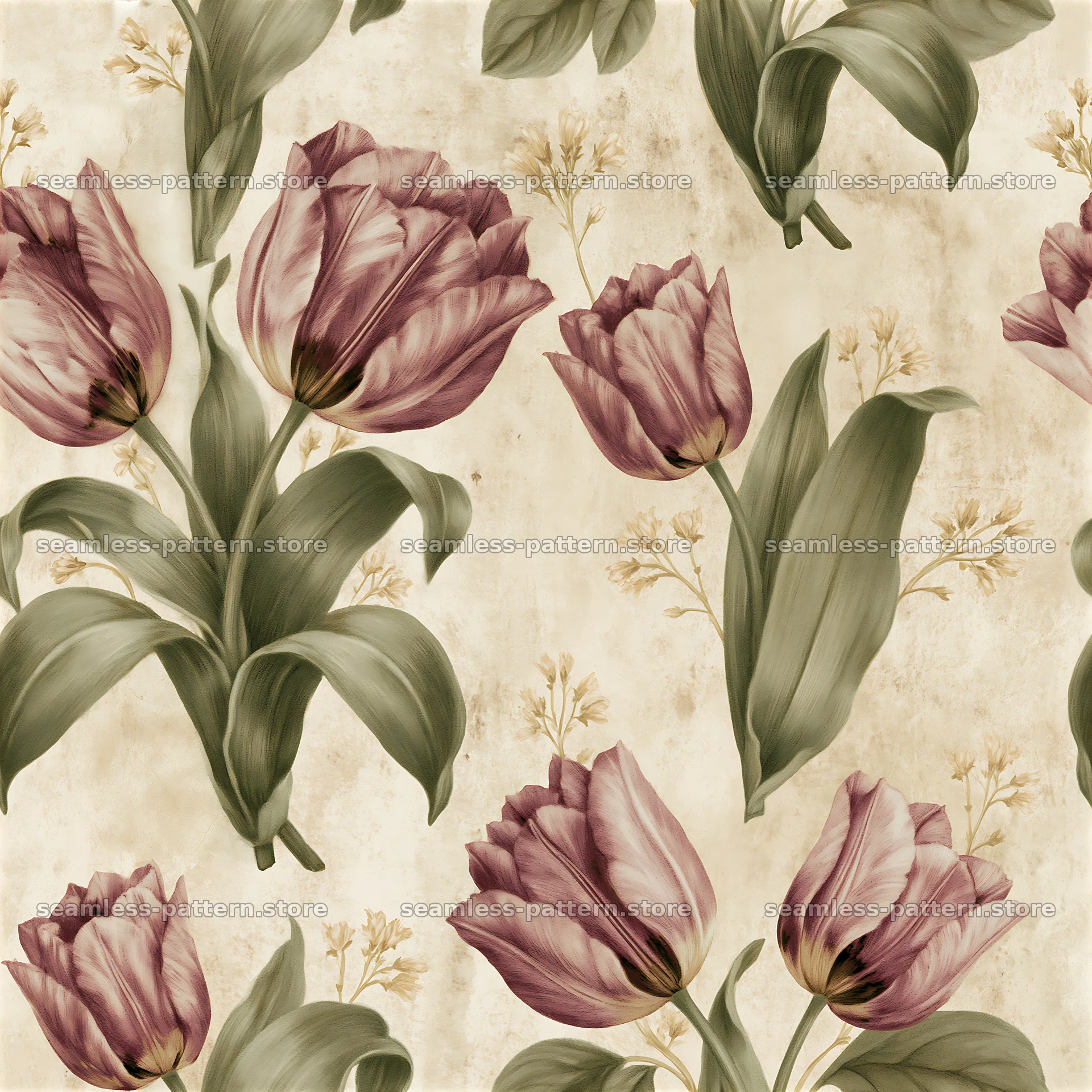 Tulip tileable pattern with soft colors and natural elements — seamless tileable pattern at 8192x8192