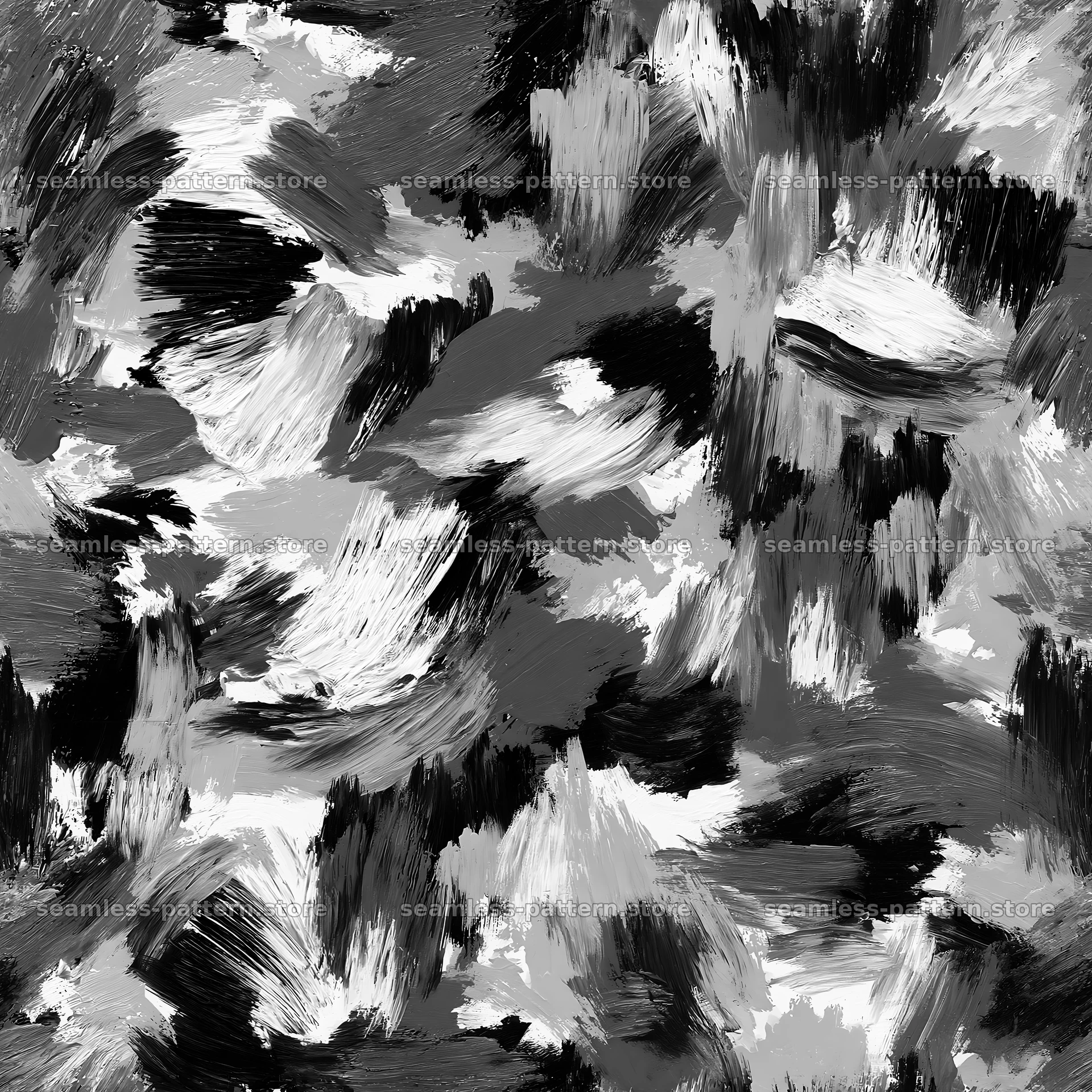 Seamless camouflage brushstroke pattern in black and white — seamless tileable pattern