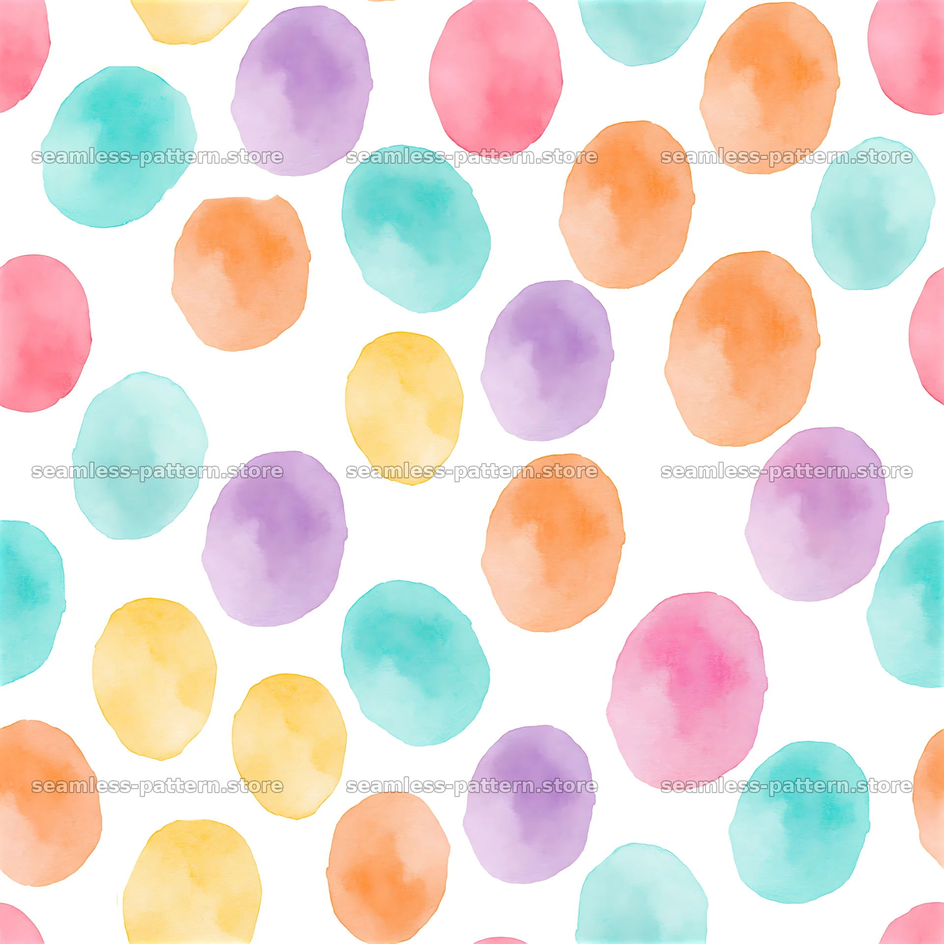 Bright watercolor blotches seamless pattern in various colors — seamless tileable pattern at 8192x8192