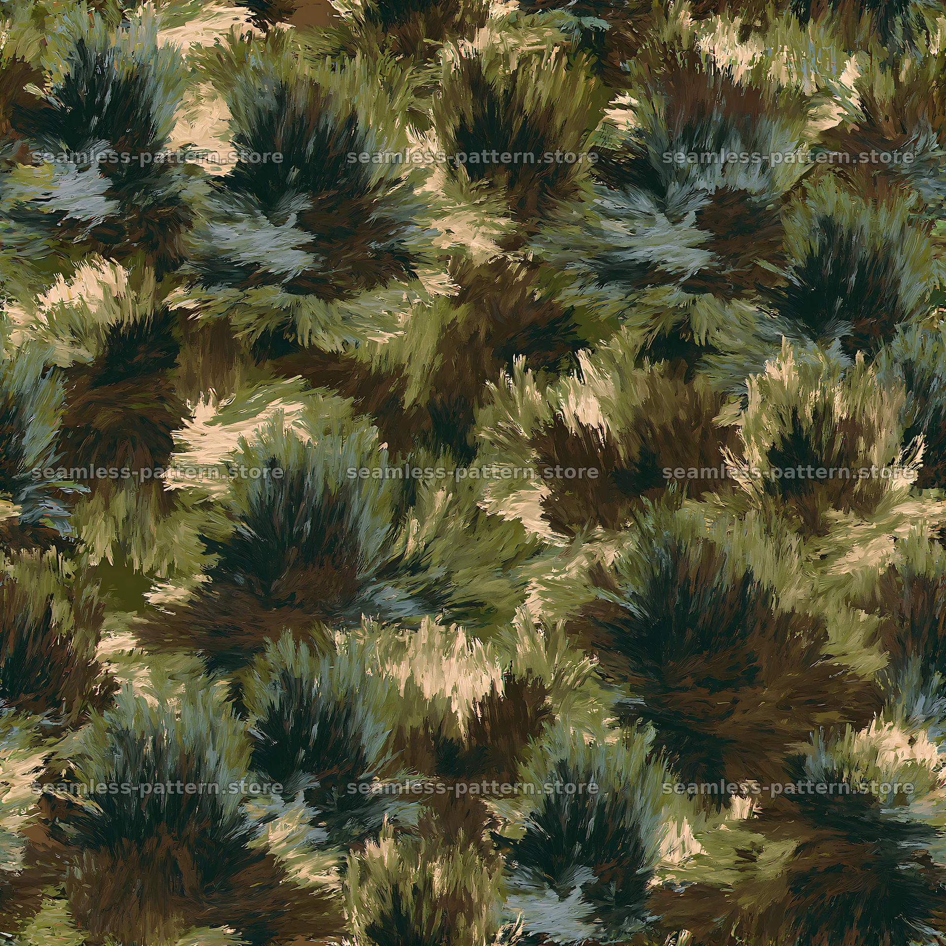 Seamless woodland camouflage brushstroke pattern — seamless tileable pattern