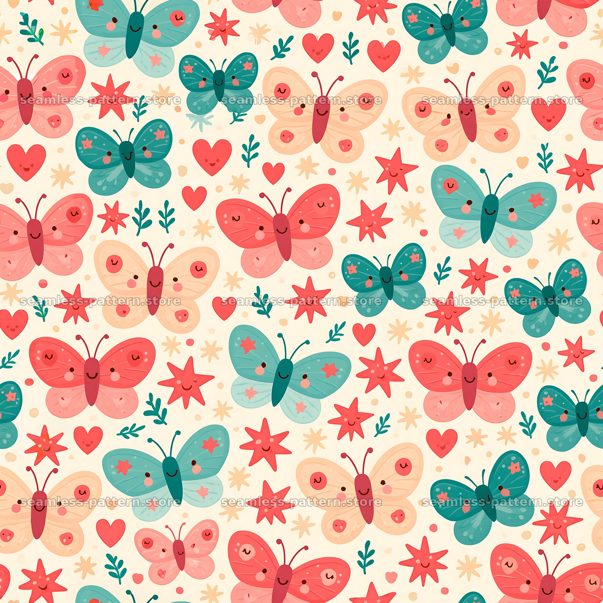 Kawaii butterfly seamless pattern for fabric and wallpaper — seamless tileable pattern