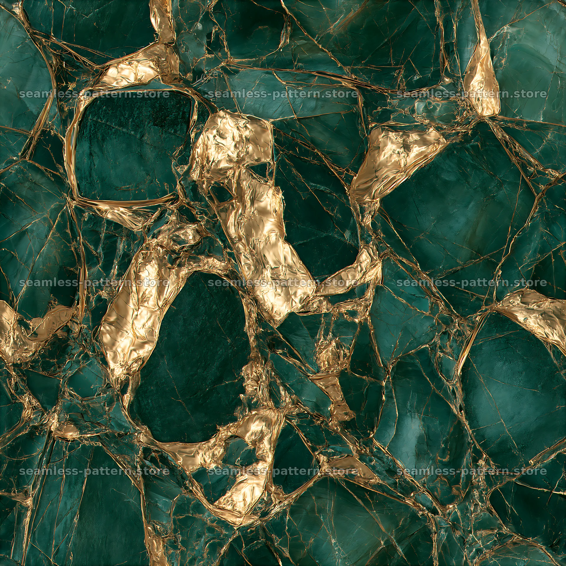 Luxury gold mineral veins tileable pattern in dark green background — seamless tileable pattern at 8192x8192
