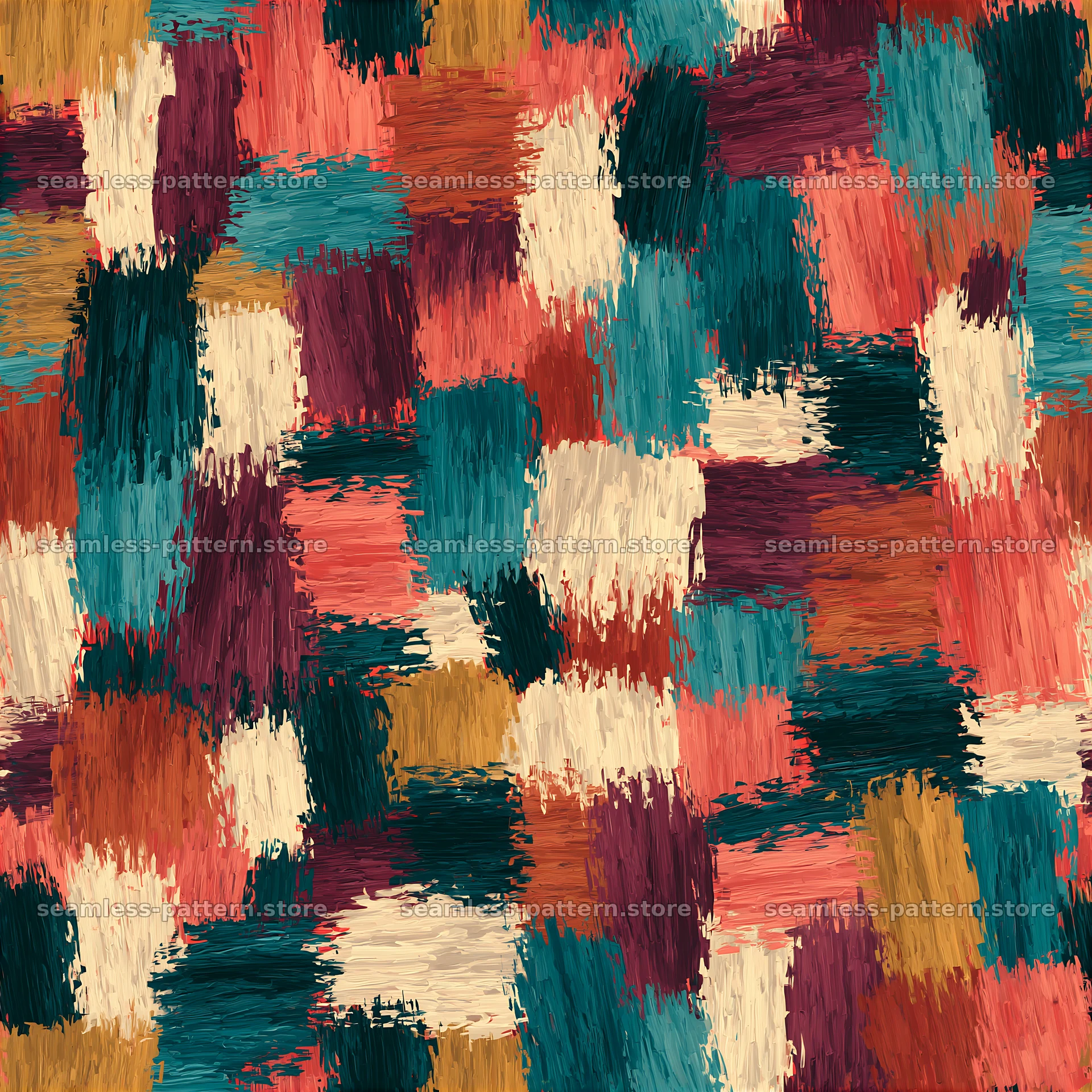 Vivid brush stroke collage seamless texture in bold colors — seamless tileable pattern at 8192x8192