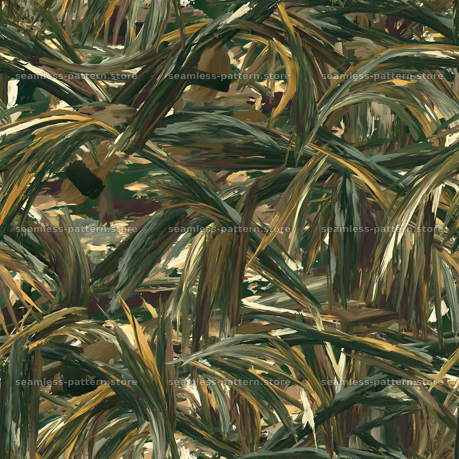 Seamless woodland camouflage brushstroke pattern for textiles — seamless tileable pattern