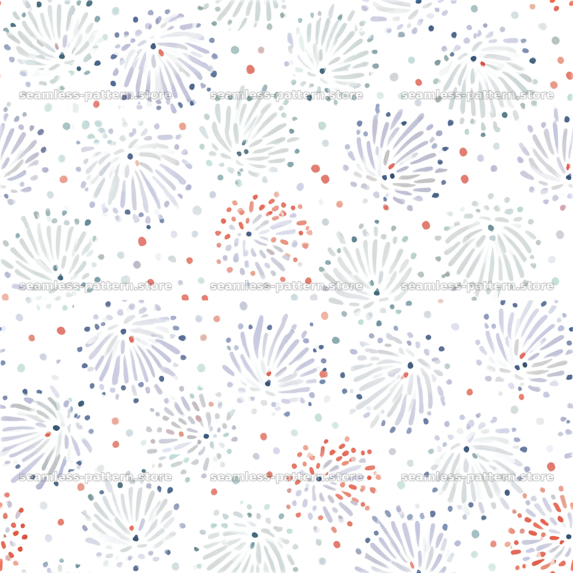 Confetti burst seamless pattern with colorful dots and bursts — seamless tileable pattern at 8192x8192