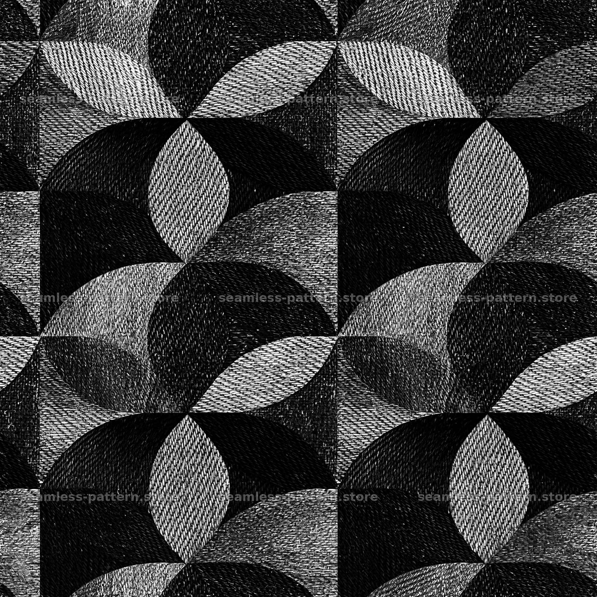 Seamless blue denim fabric pattern with geometric motifs — seamless tileable pattern