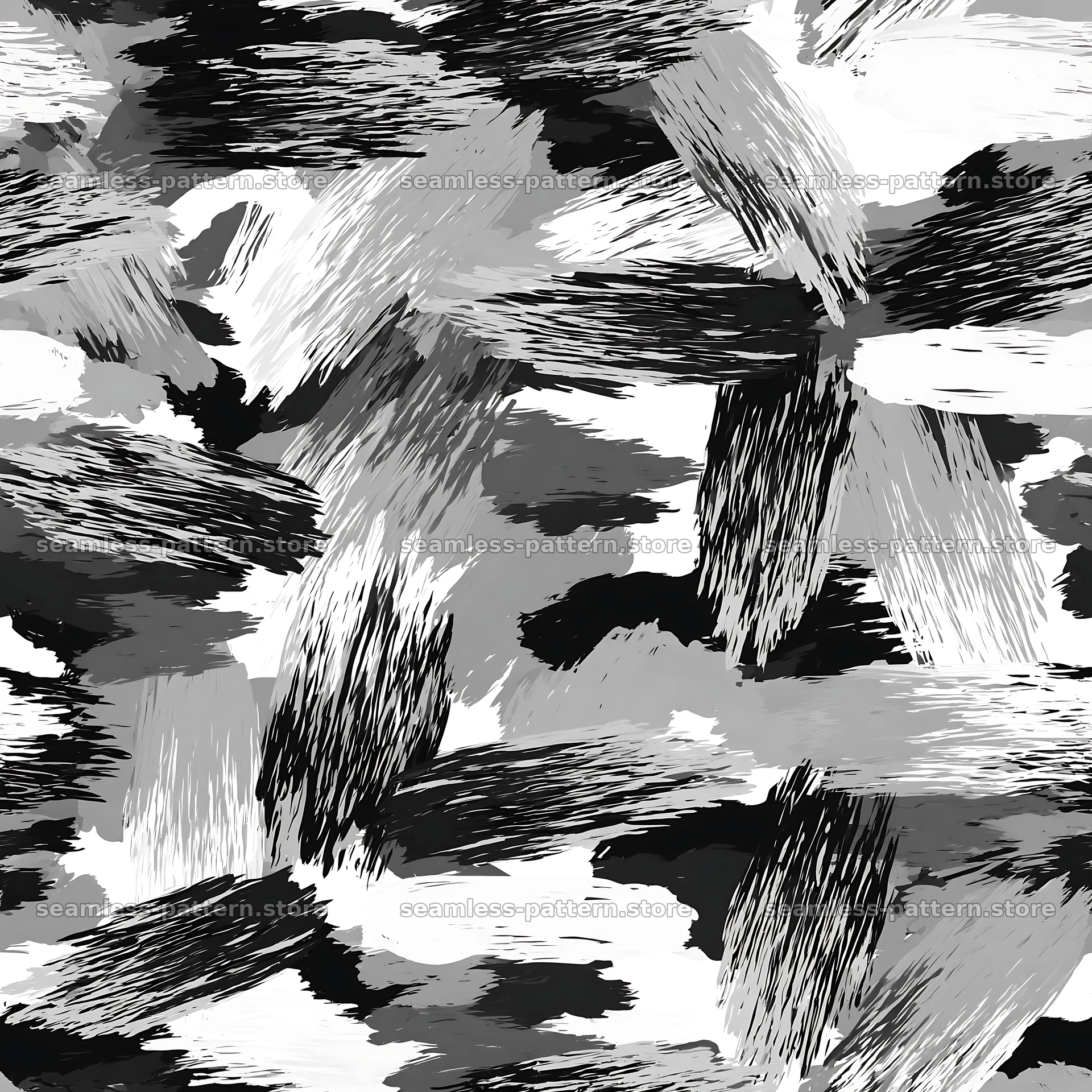 Seamless urban camouflage brushstroke pattern in black and white — seamless tileable pattern