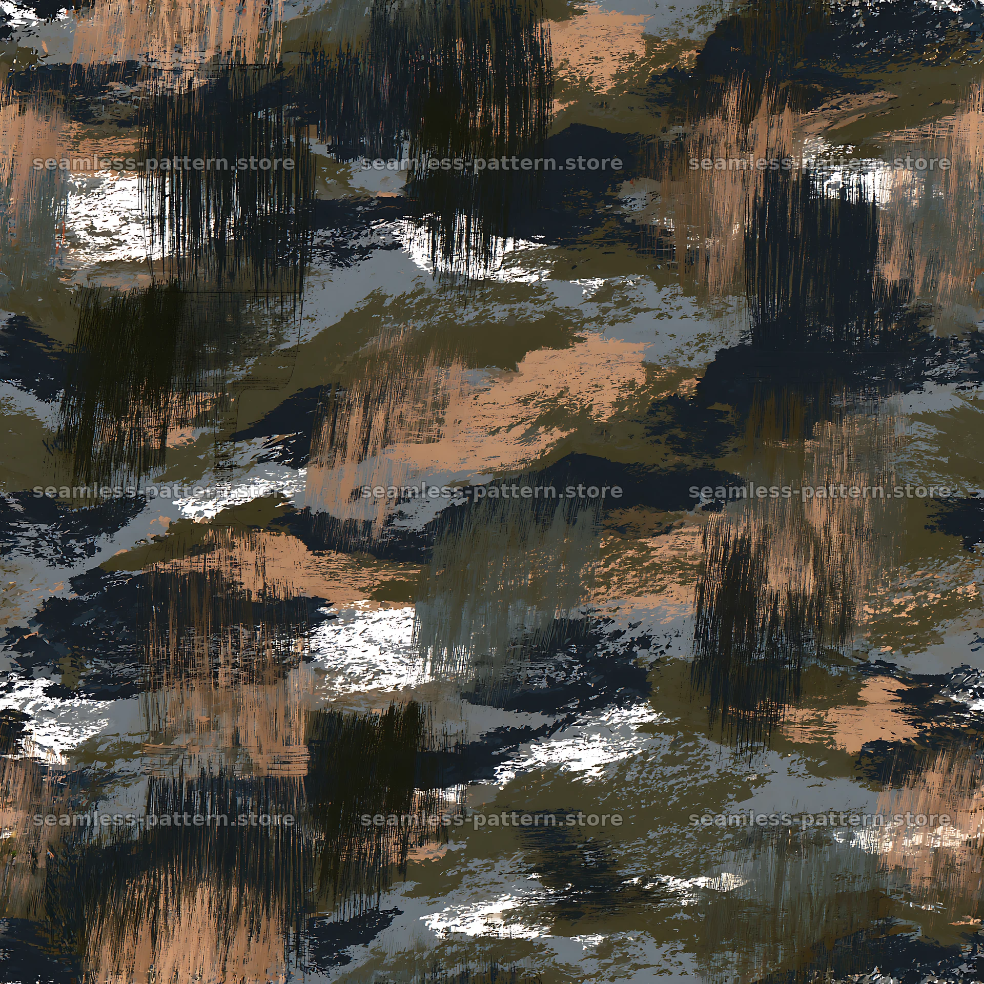Seamless camouflage brushstroke pattern for fabric and wallpaper — seamless tileable pattern