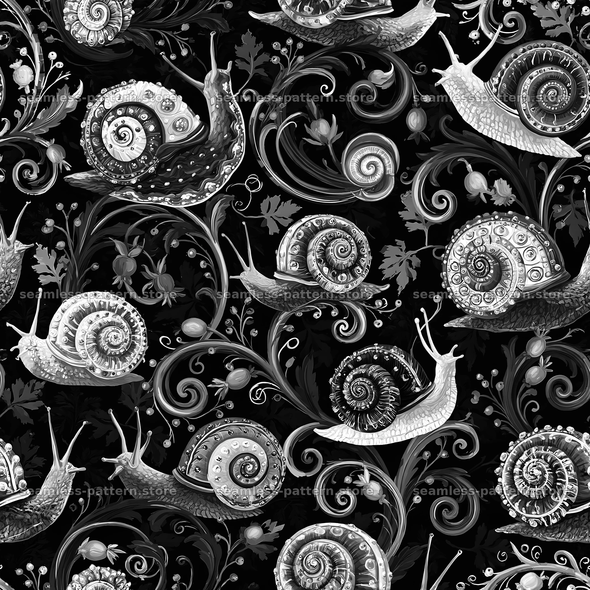 Colorful garden snails seamless pattern for fabric and wallpapers — seamless tileable pattern