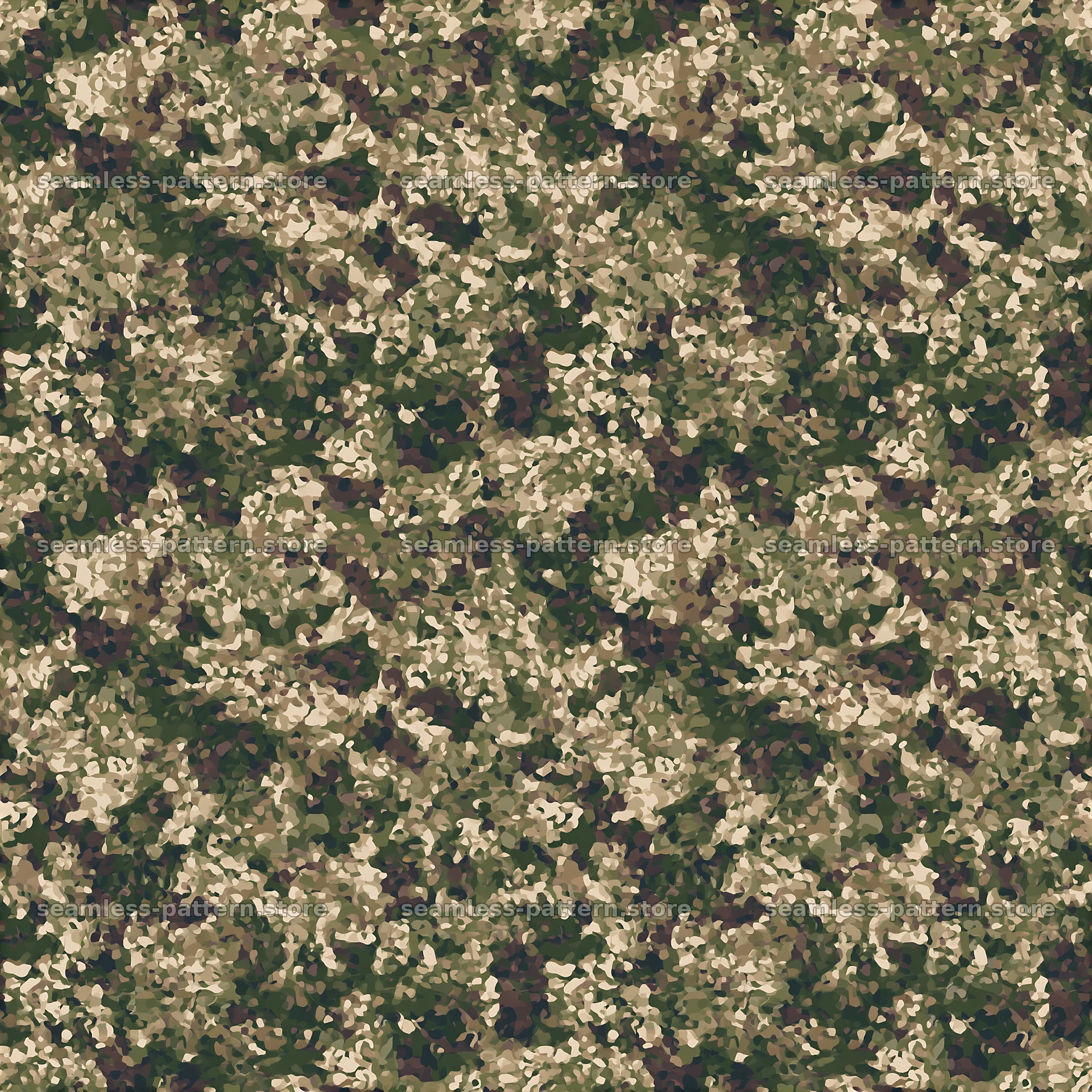 Seamless mottled camouflage pattern in shades of green and brown — seamless tileable pattern at 8192x8192