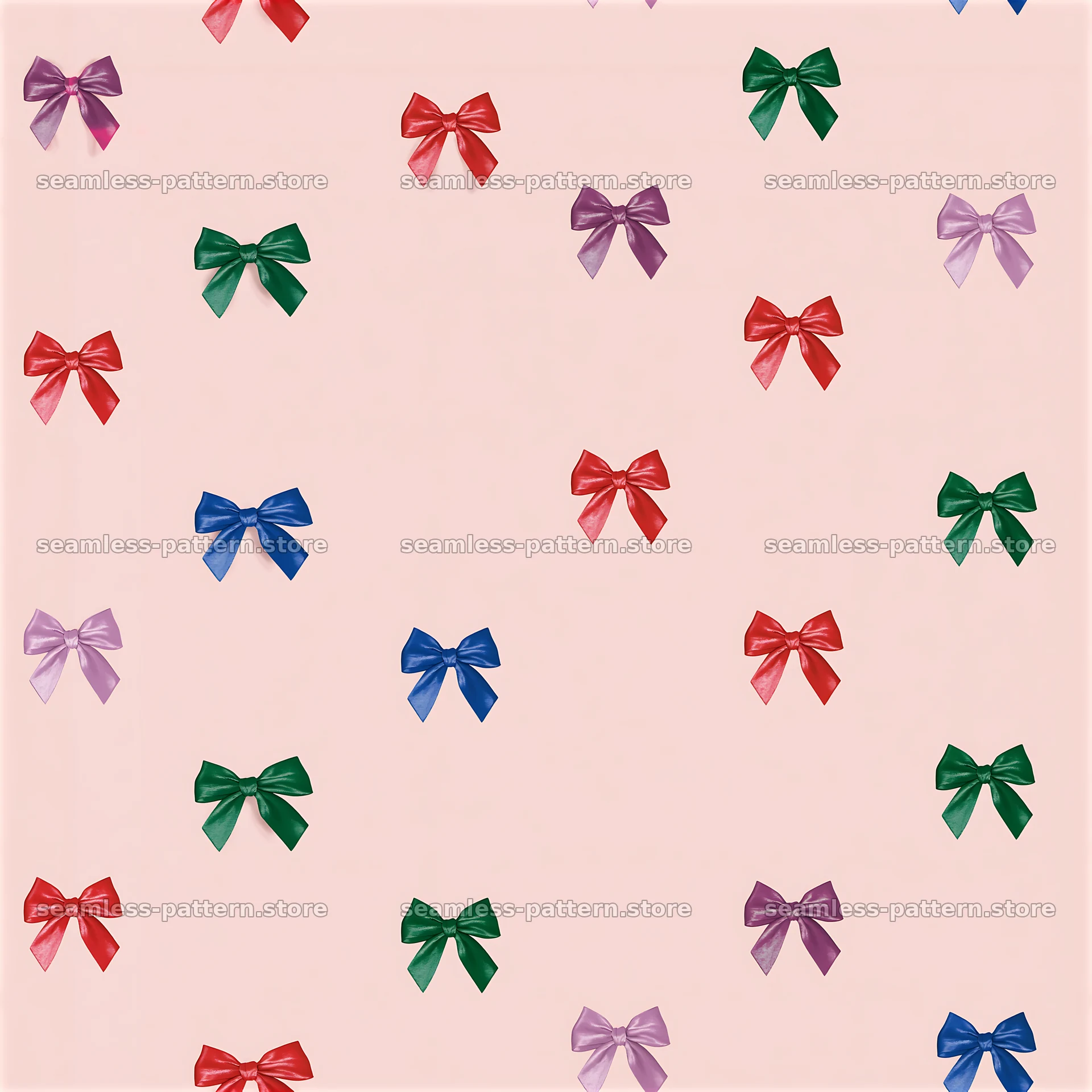 Repeating pattern with colorful bows on a light background — seamless tileable pattern at 8192x8192