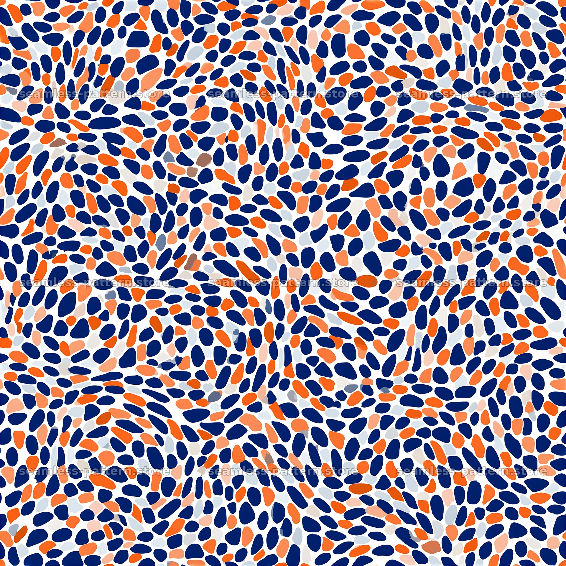 Soft flowing shapes repeat pattern with blue and orange colors — seamless tileable pattern at 8192x8192