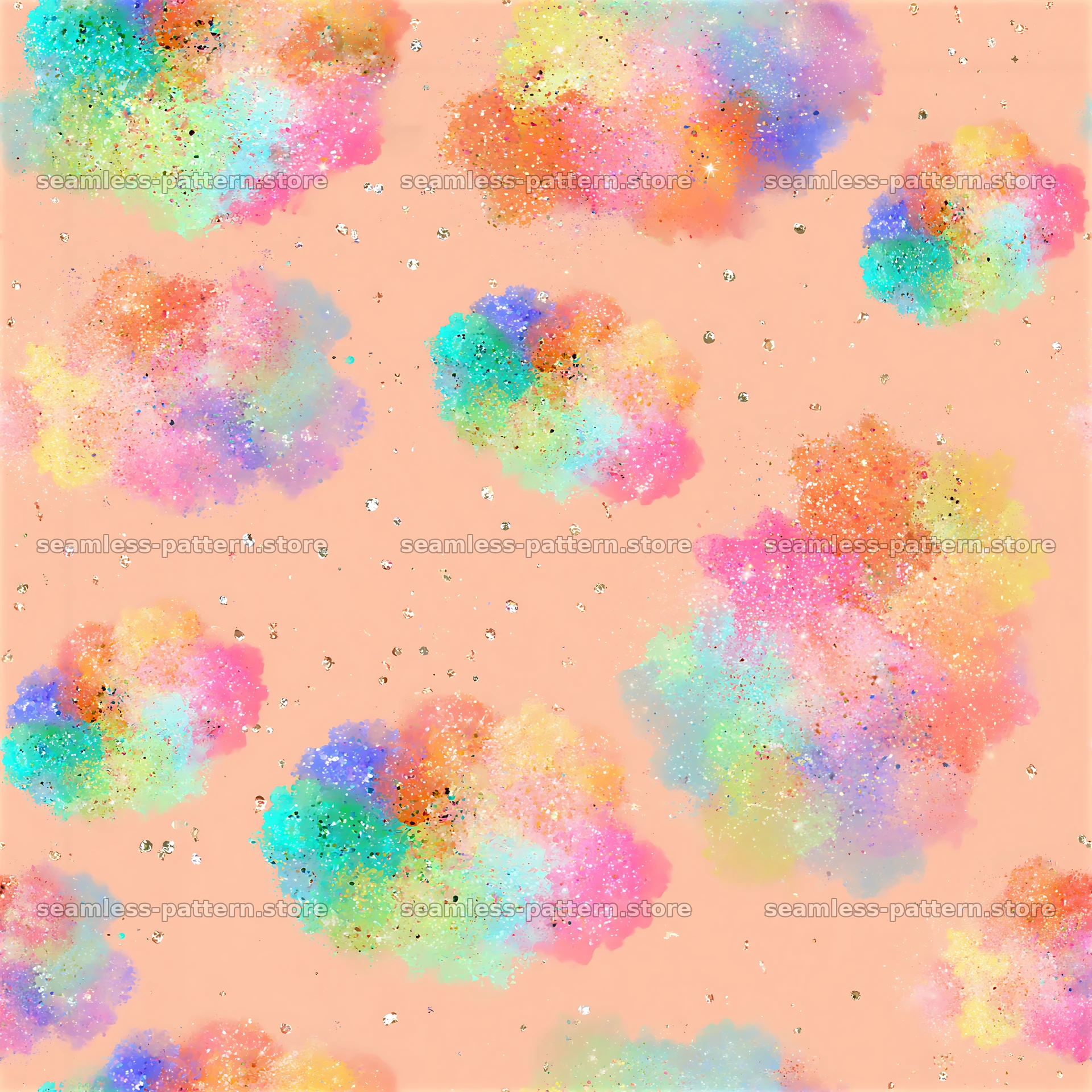 Glittery blobs on a peach background pattern — seamless tileable pattern at 8192x8192