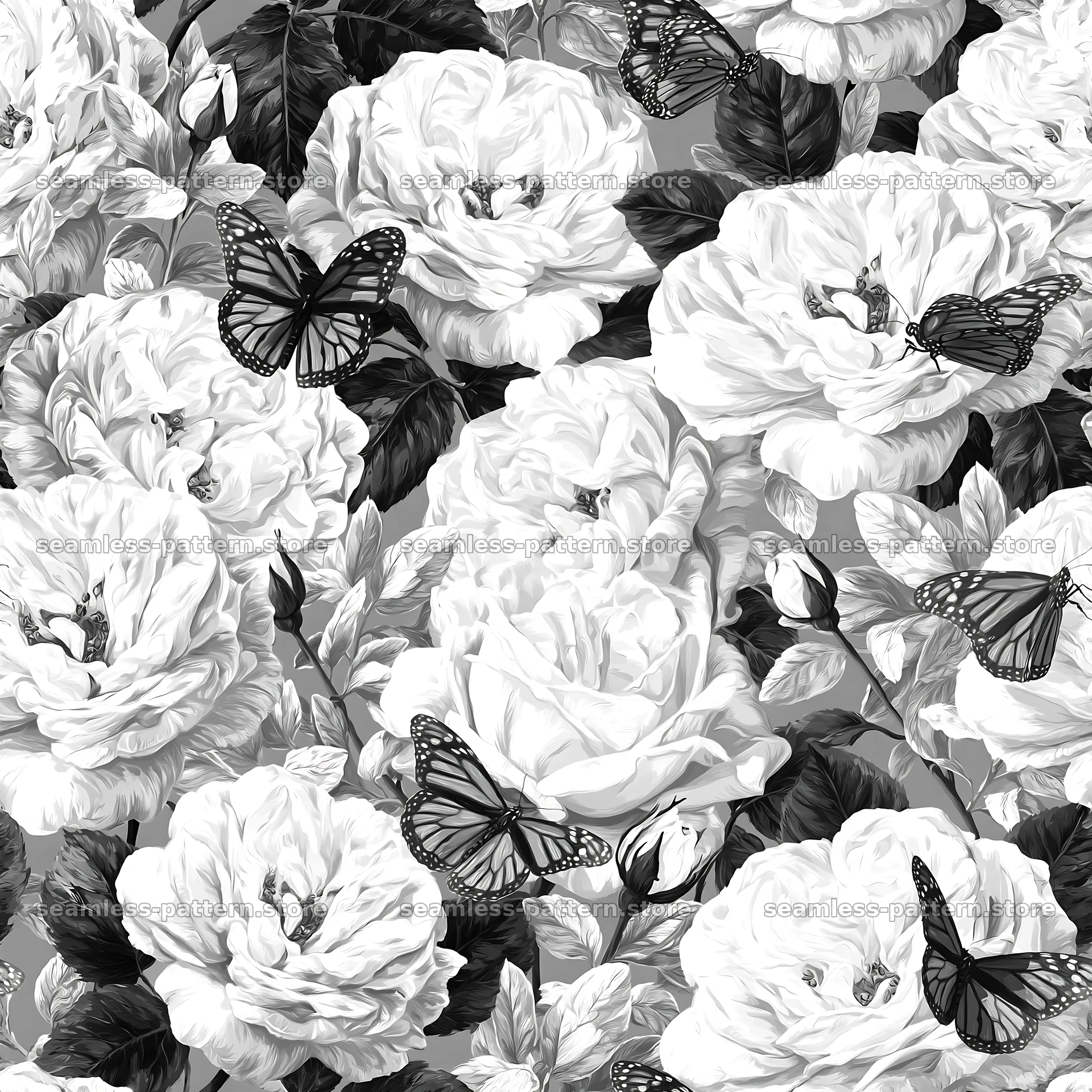 Butterfly and rose seamless pattern for fabric and wallpaper — seamless tileable pattern