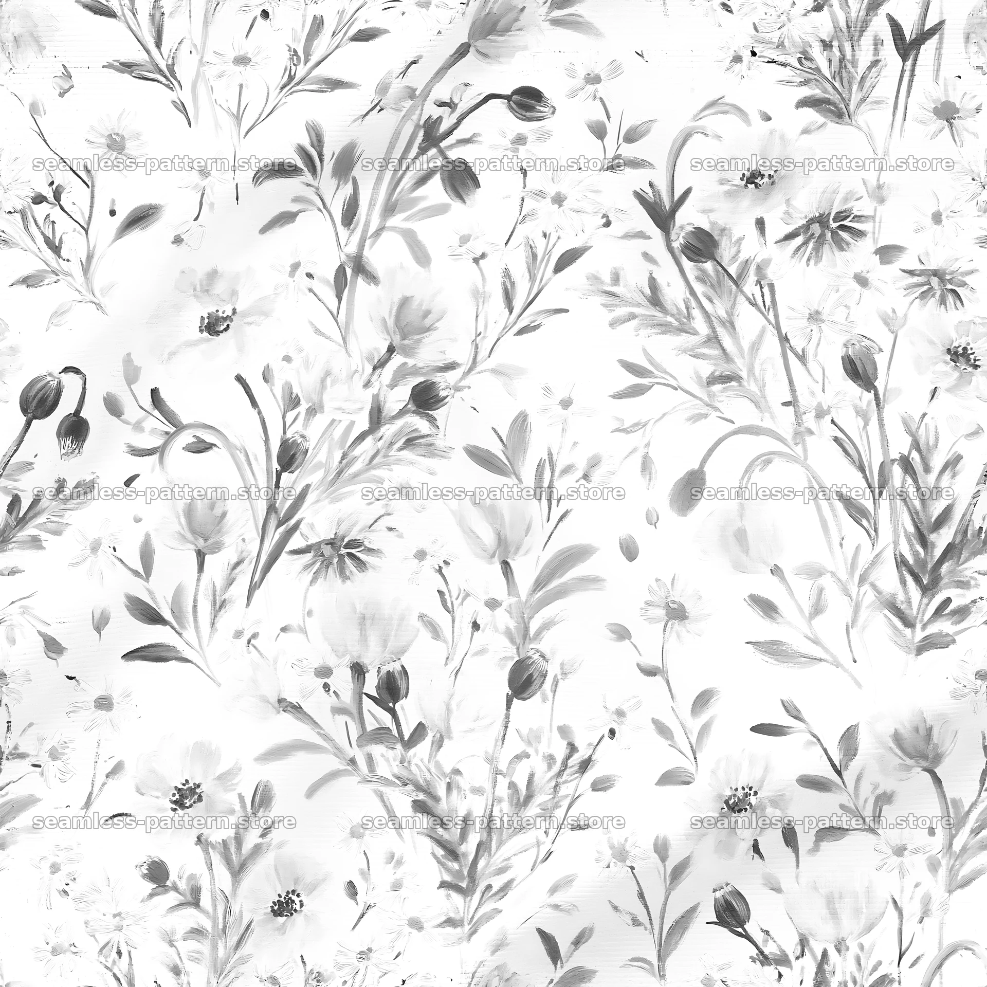 Wildflower brushstroke pattern for fabric and wallpaper design — seamless tileable pattern