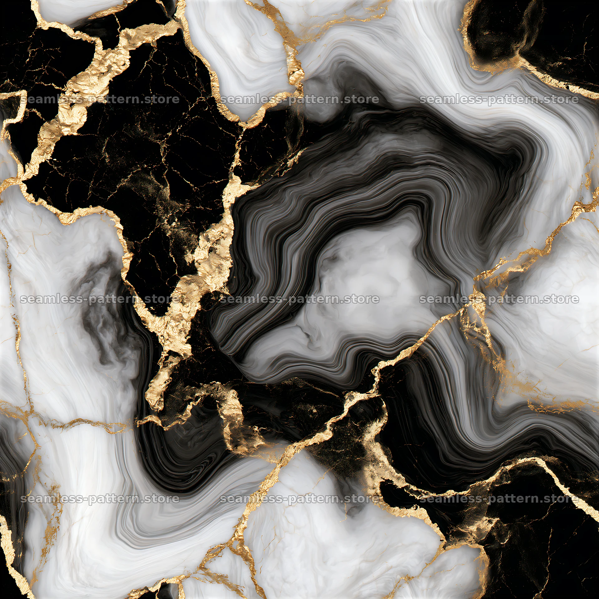 Seamless pearlescent marble pattern with gold veining — seamless tileable pattern at 8192x8192