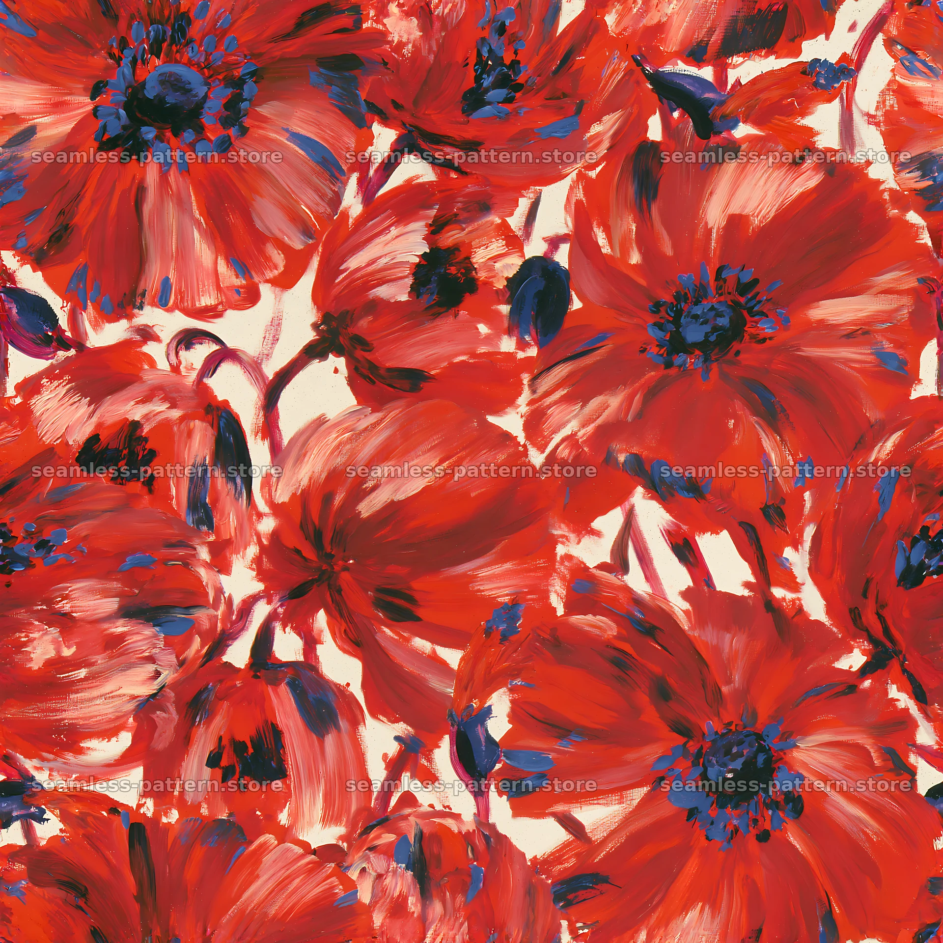 Wildflower brushstroke pattern for fabric and wallpaper — seamless tileable pattern