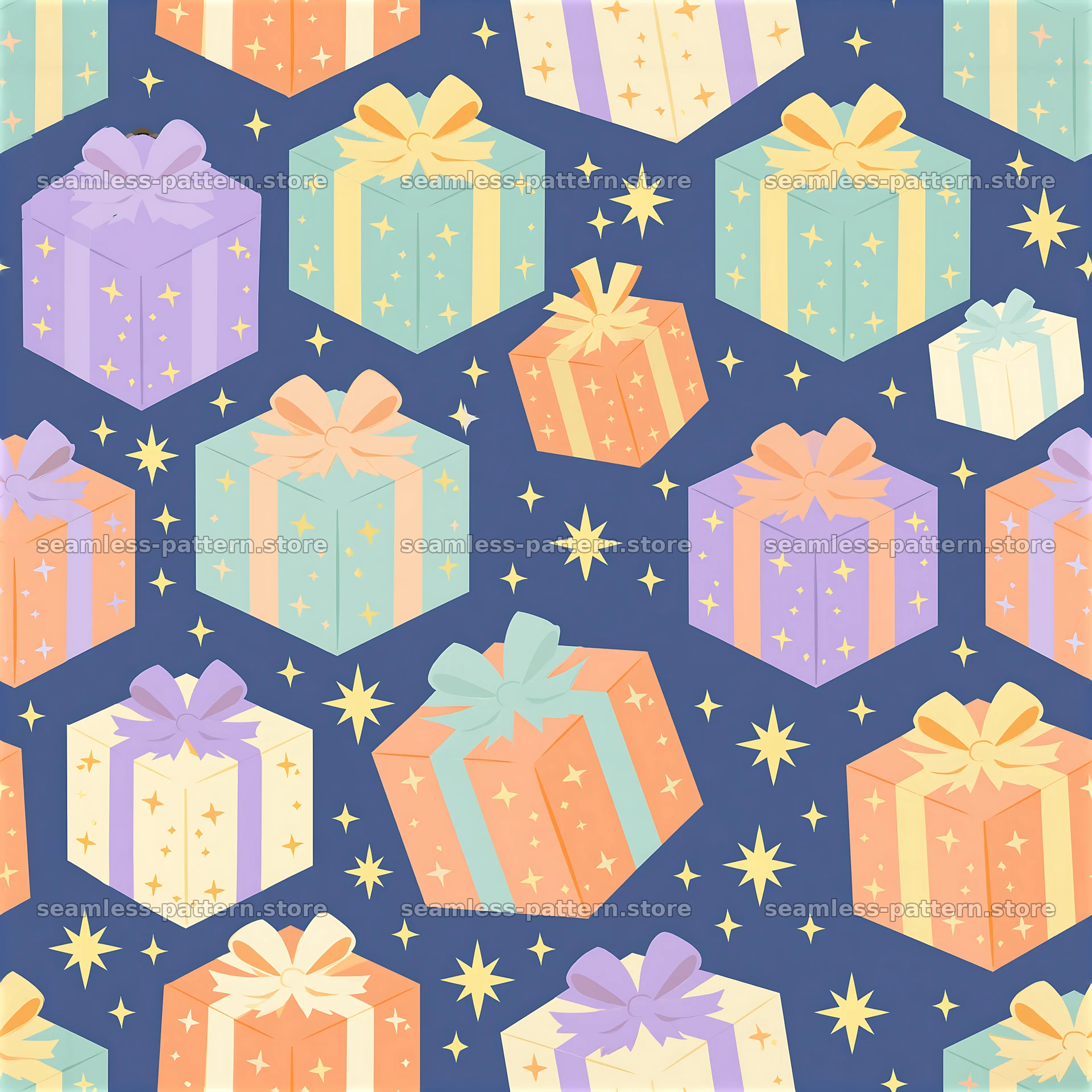 Repeat pattern with pastel wrapped parcels — seamless tileable pattern at 8192x8192