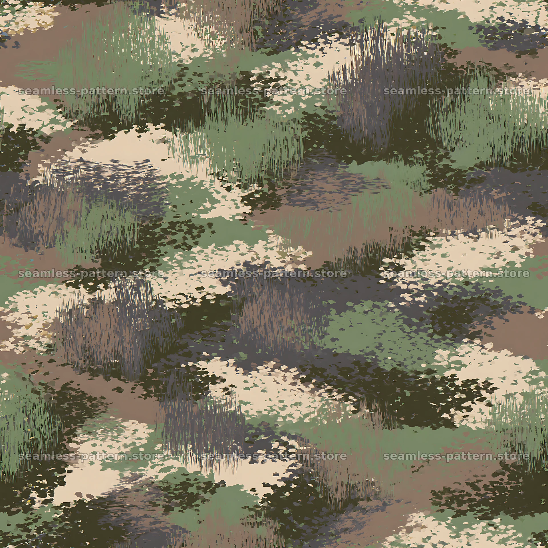 Seamless woodland camouflage brushstroke pattern — seamless tileable pattern