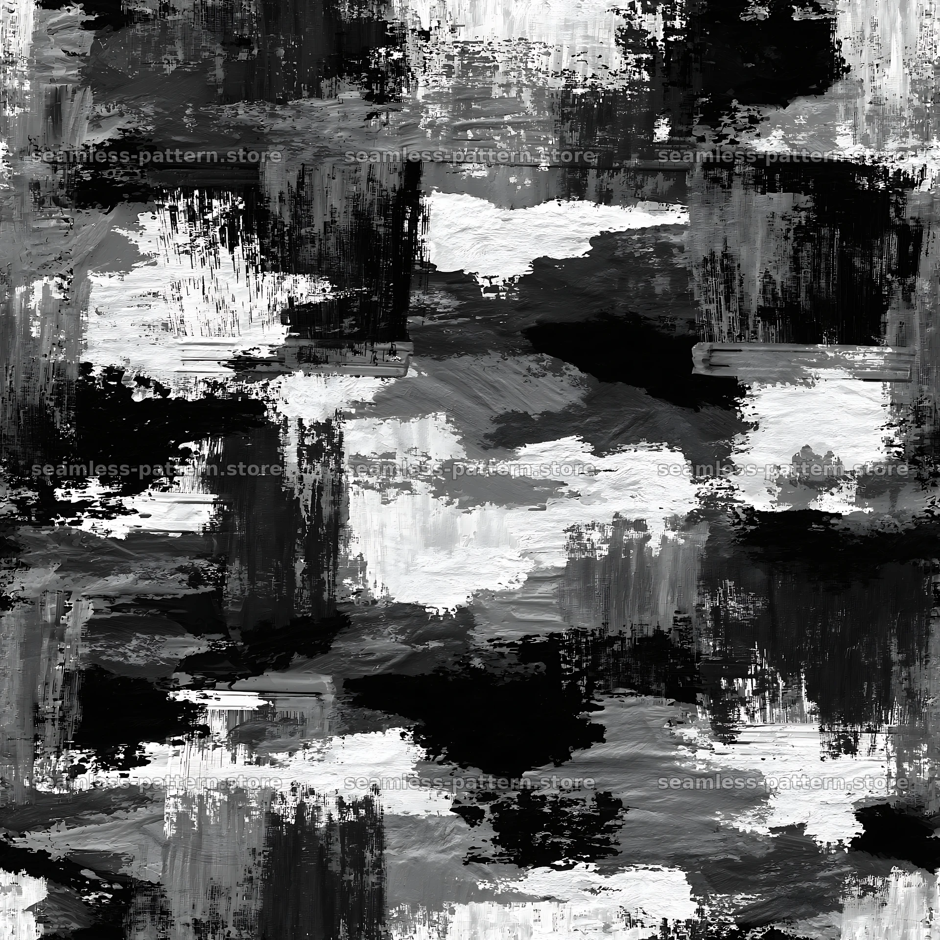 Seamless urban camouflage brushstroke pattern in black and white — seamless tileable pattern