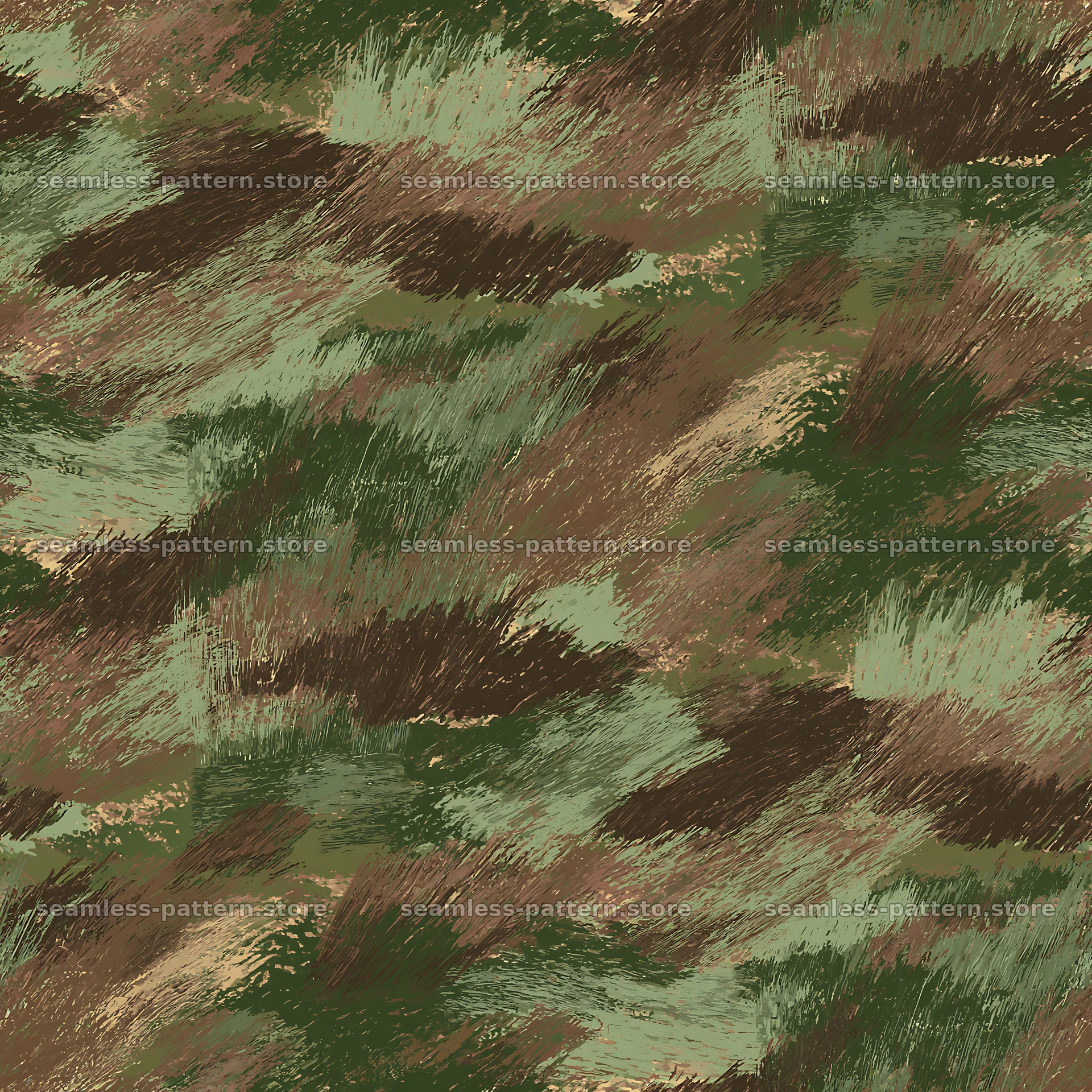 Seamless woodland camouflage brushstroke pattern — seamless tileable pattern