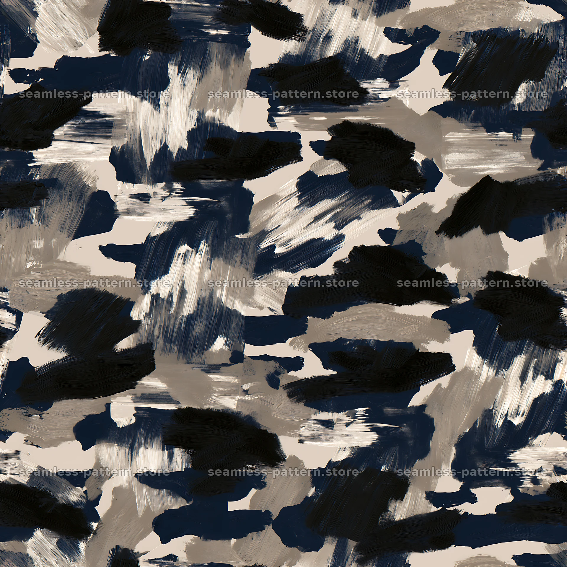 Seamless black camouflage brushstroke pattern for textiles — seamless tileable pattern