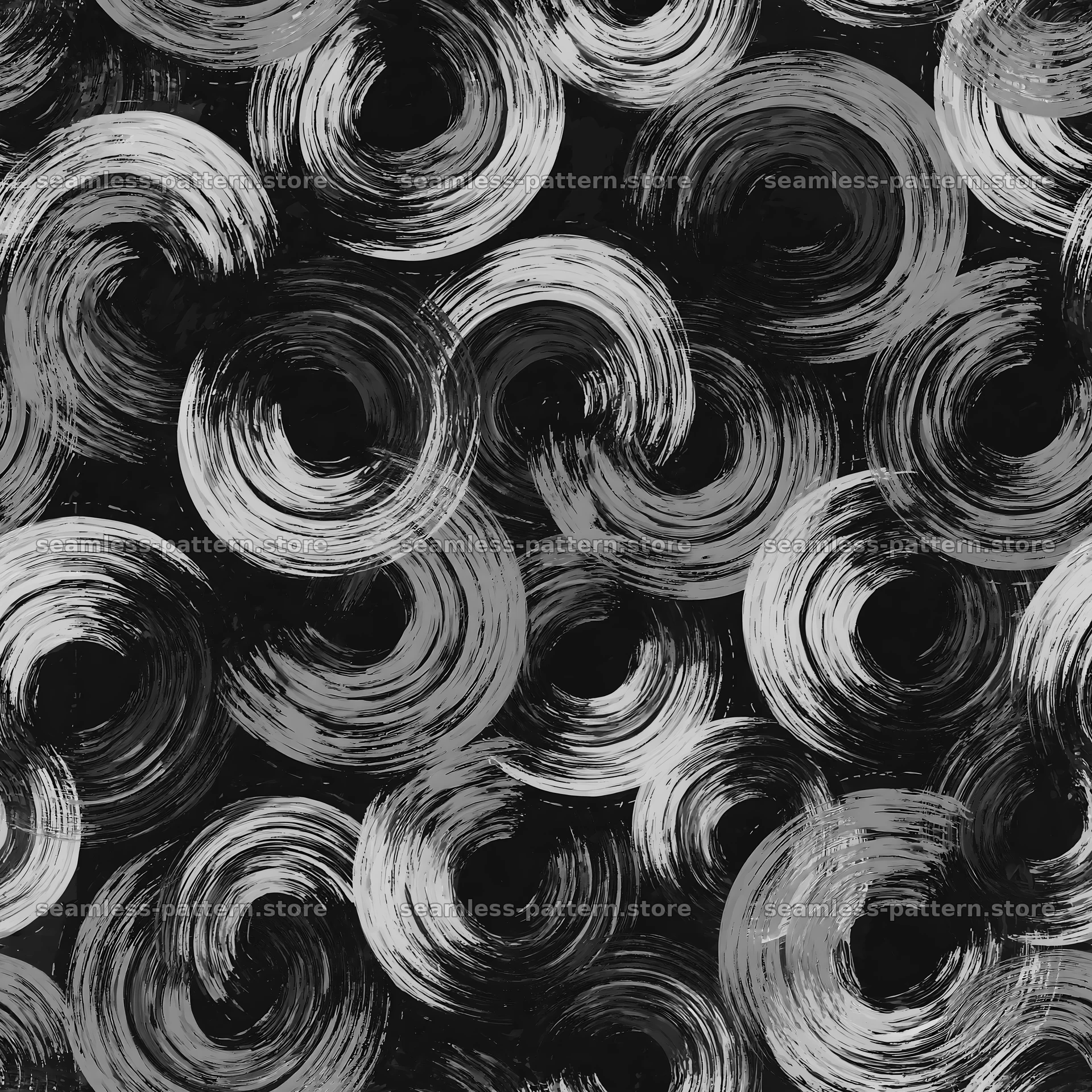 High contrast seamless painted mark pattern in black and white — seamless tileable pattern