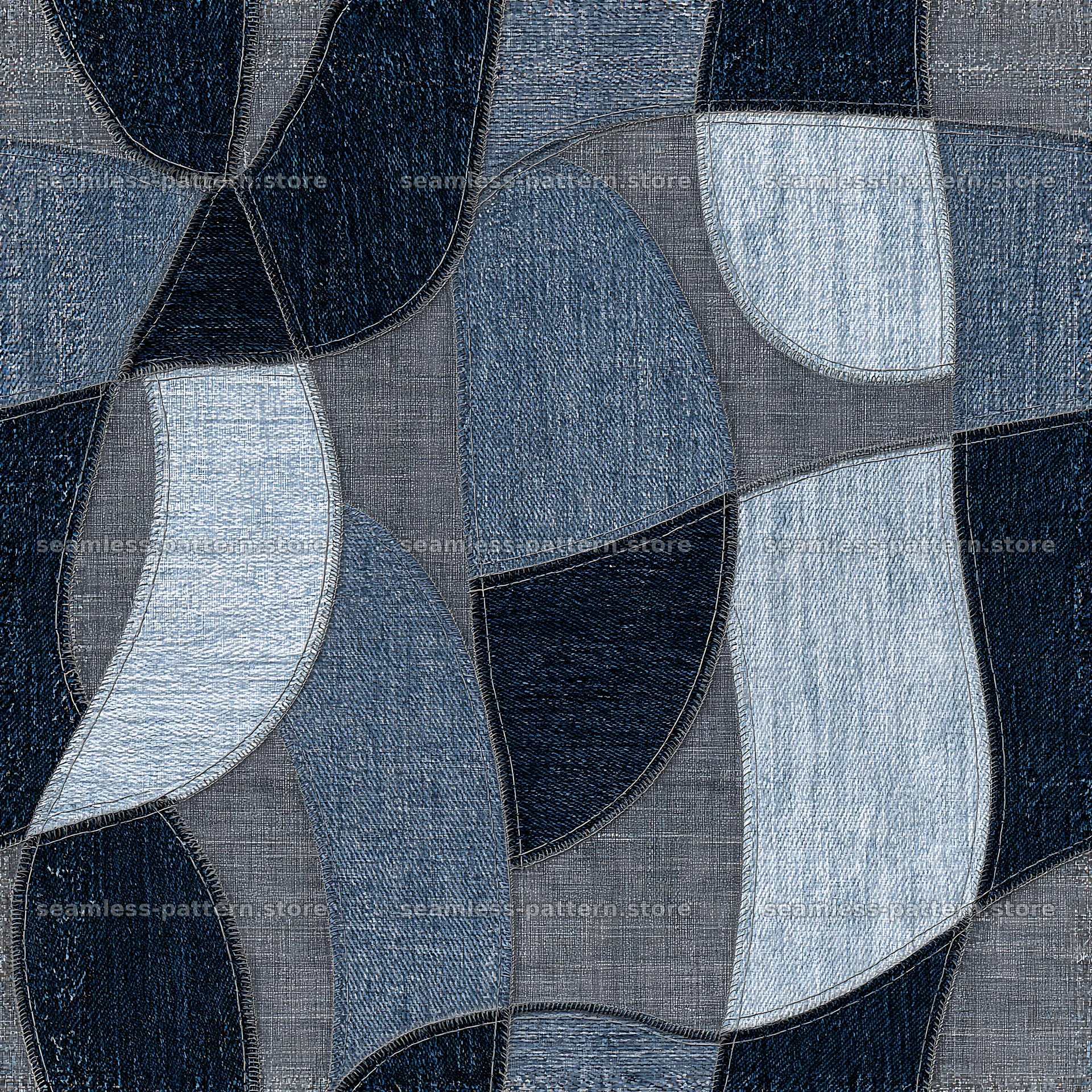 Seamless pattern of denim seam texture in various shades of blue — seamless tileable pattern