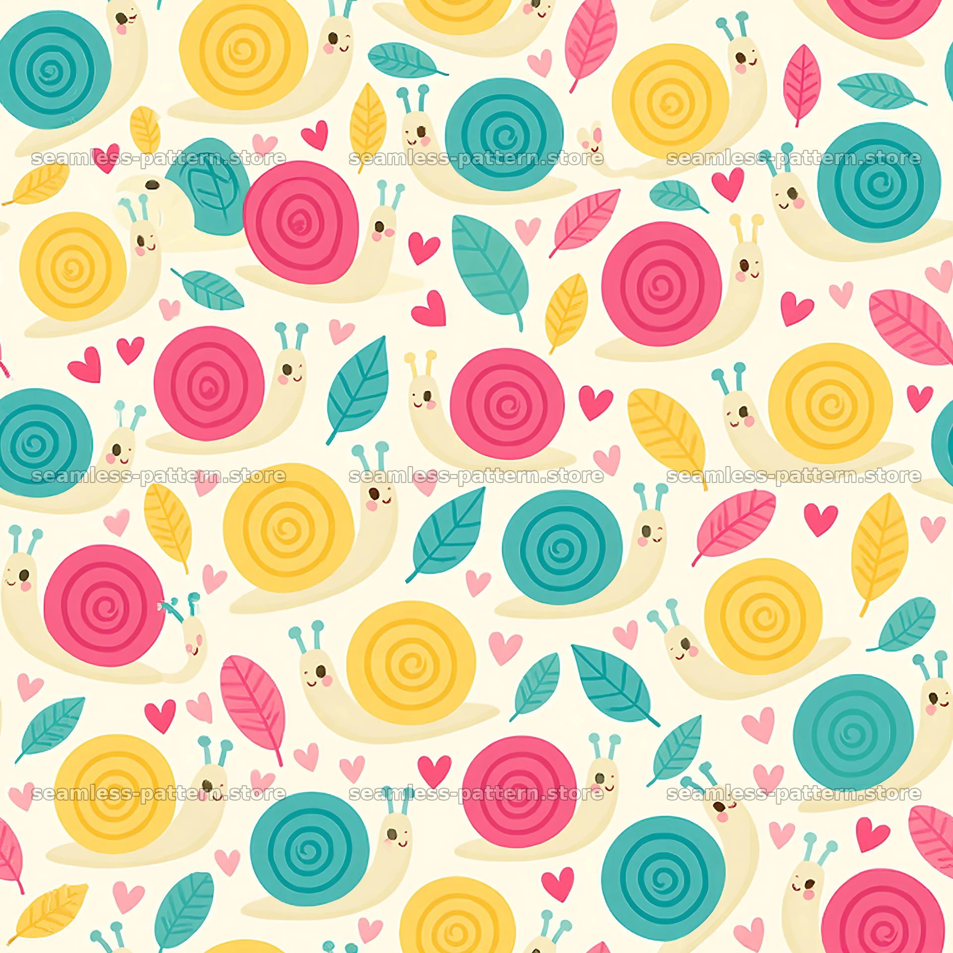 Cute seamless snail pattern for children's wallpaper — seamless tileable pattern