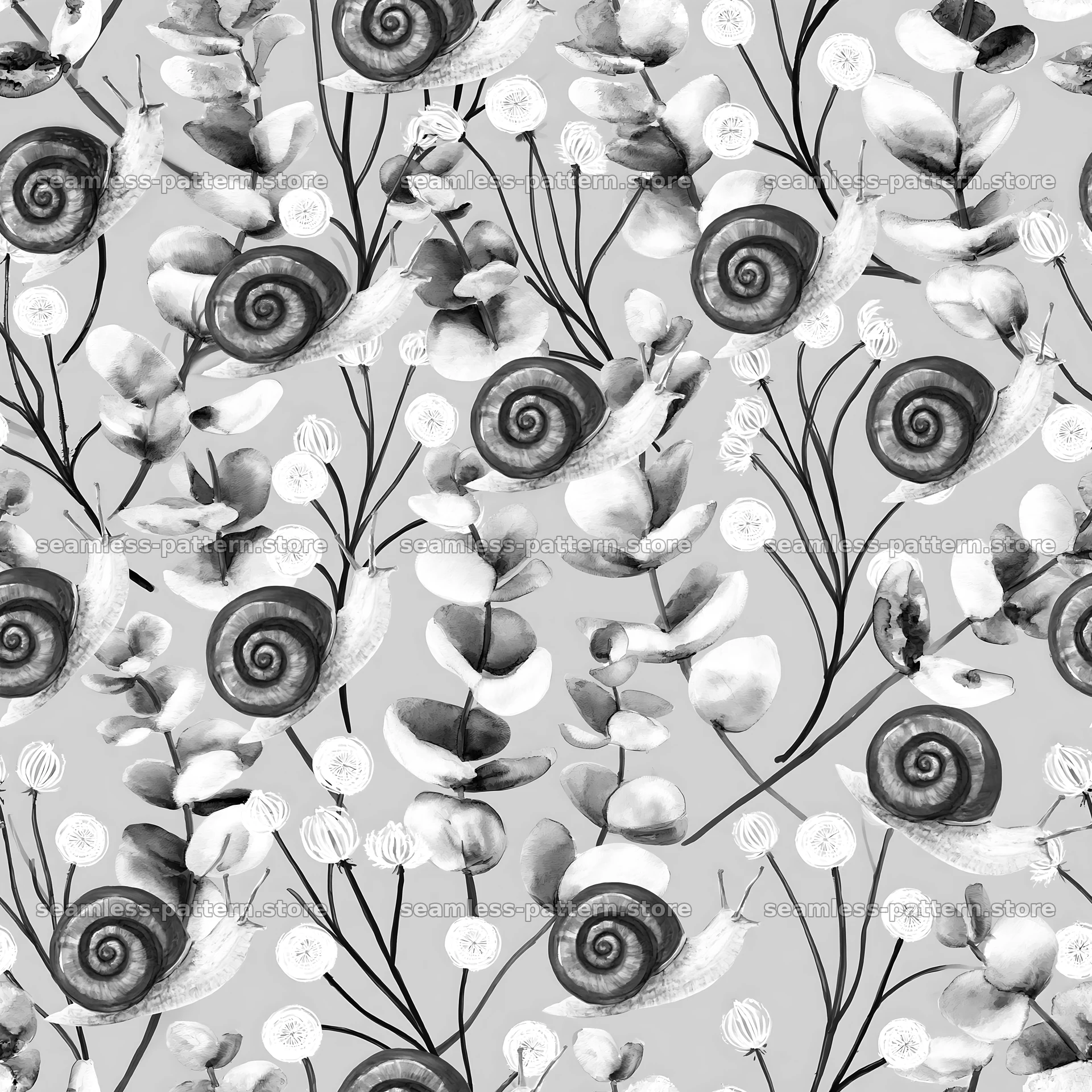 Red snail watercolor seamless pattern for textiles and decor — seamless tileable pattern