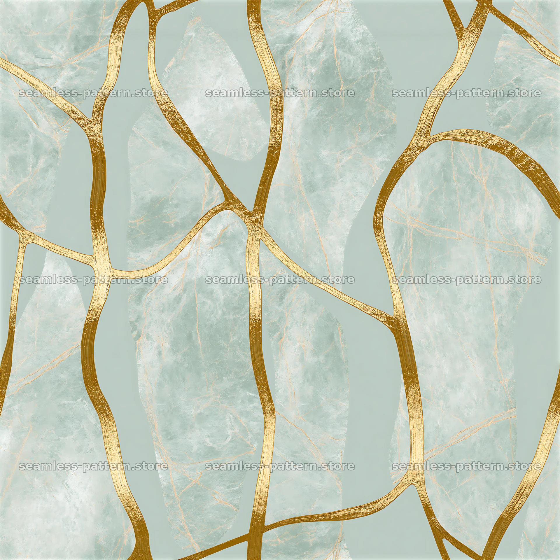 Gold kintsugi vein seamless pattern with turquoise stone background — seamless tileable pattern at 8192x8192