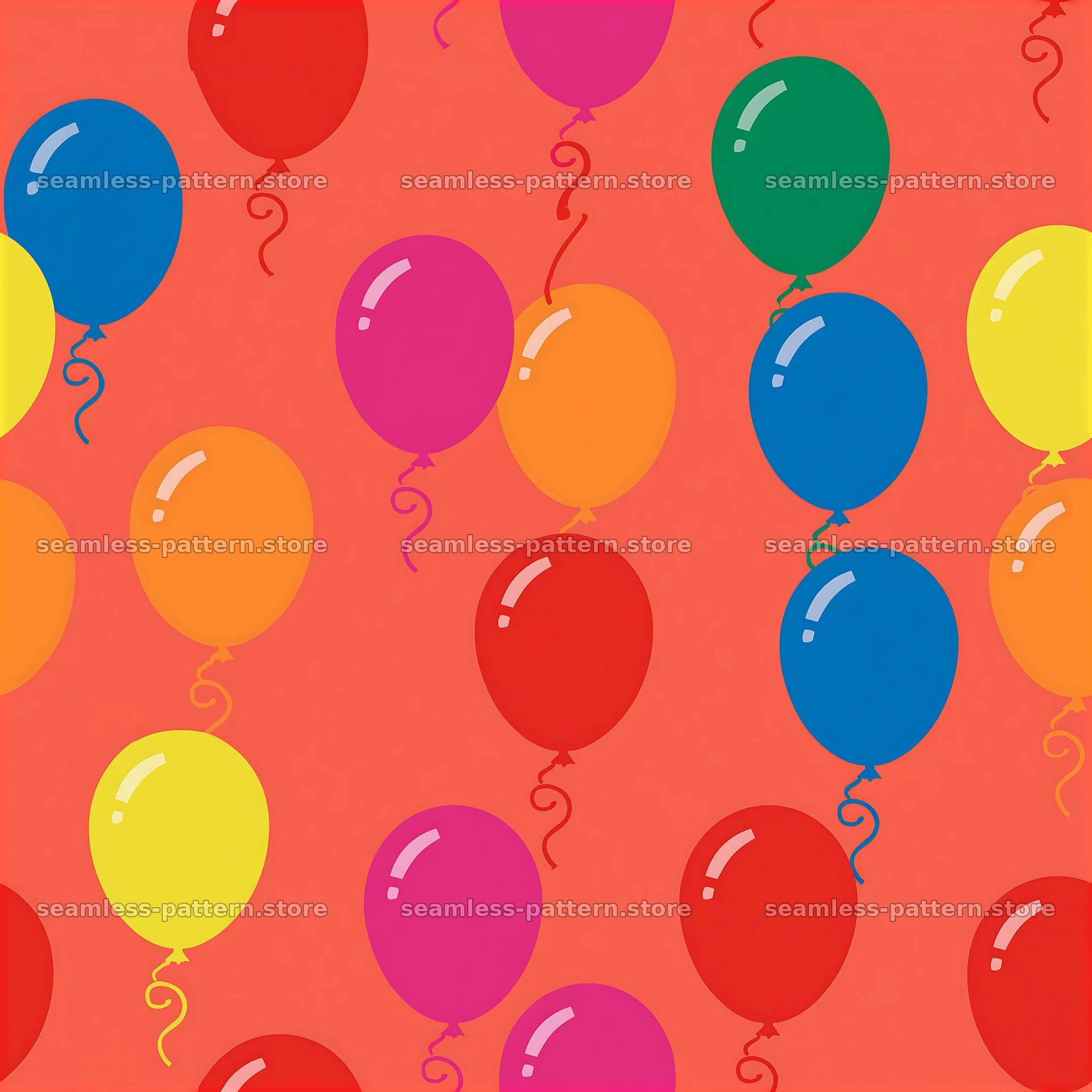 Rainbow balloon seamless pattern with colorful shapes and swirls — seamless tileable pattern at 8192x8192