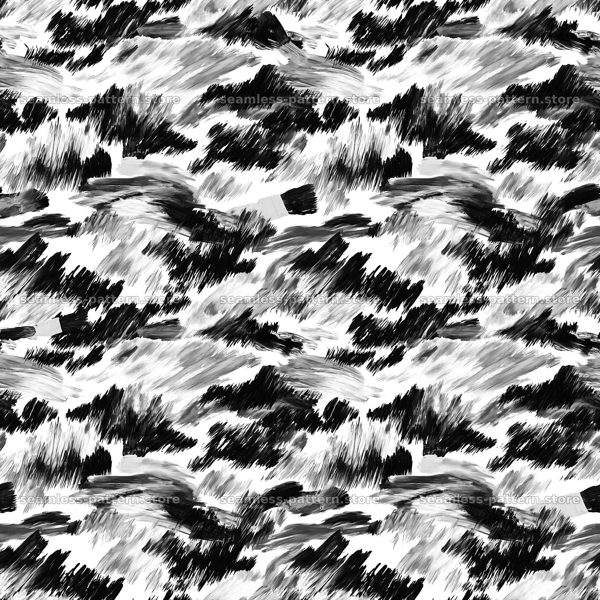 Seamless black camouflage brushstroke pattern design — seamless tileable pattern