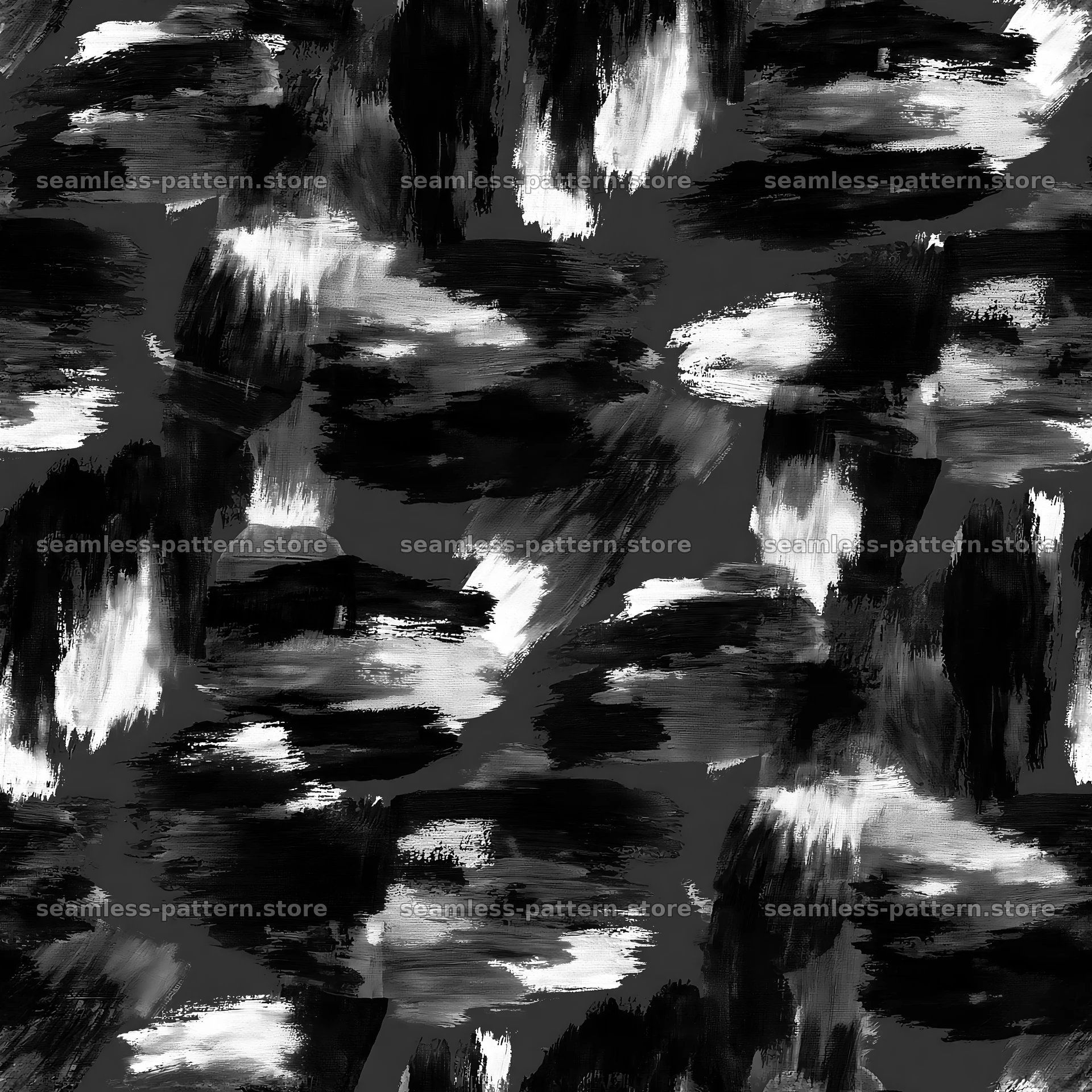 Seamless watercolor camouflage brushstroke pattern in black and white — seamless tileable pattern