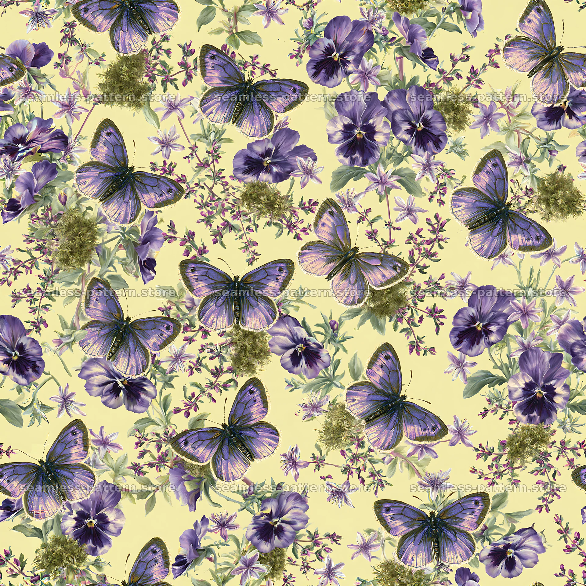 Fairy garden butterfly seamless pattern for fabric and wallpaper — seamless tileable pattern