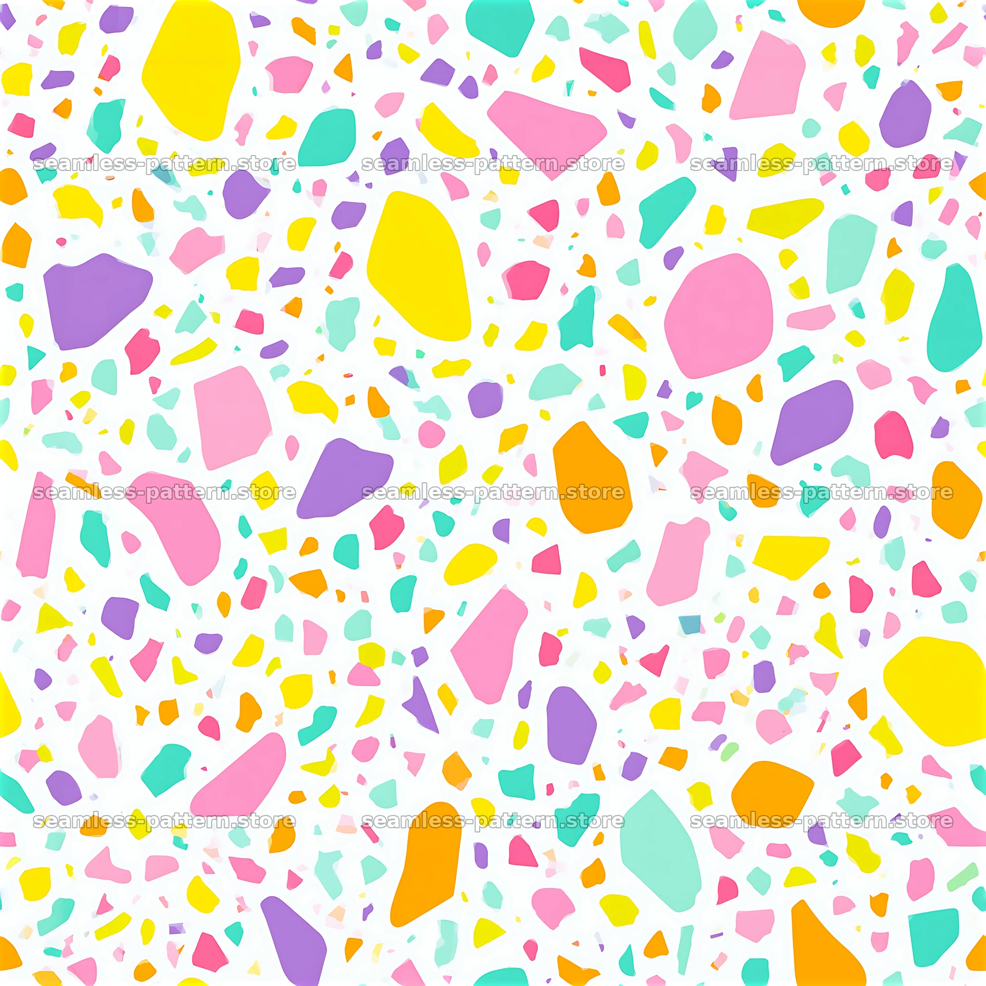 Colorful terrazzo seamless pattern with vibrant shapes and colors — seamless tileable pattern at 8192x8192