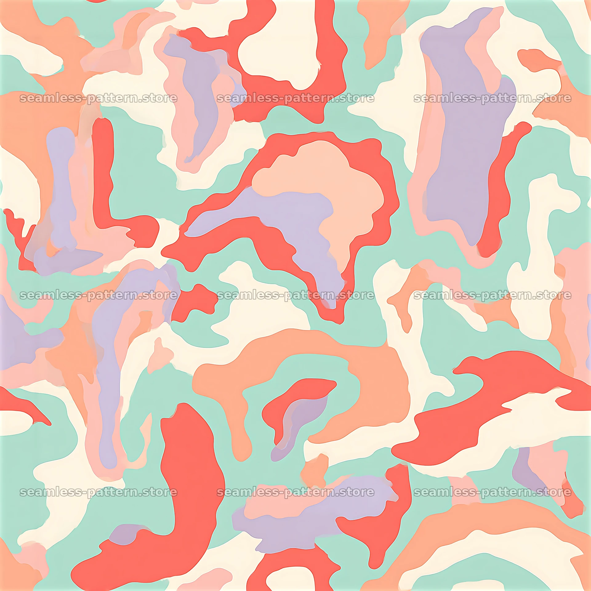Repeat pattern with pastel camouflage colors across a surface — seamless tileable pattern at 8192x8192