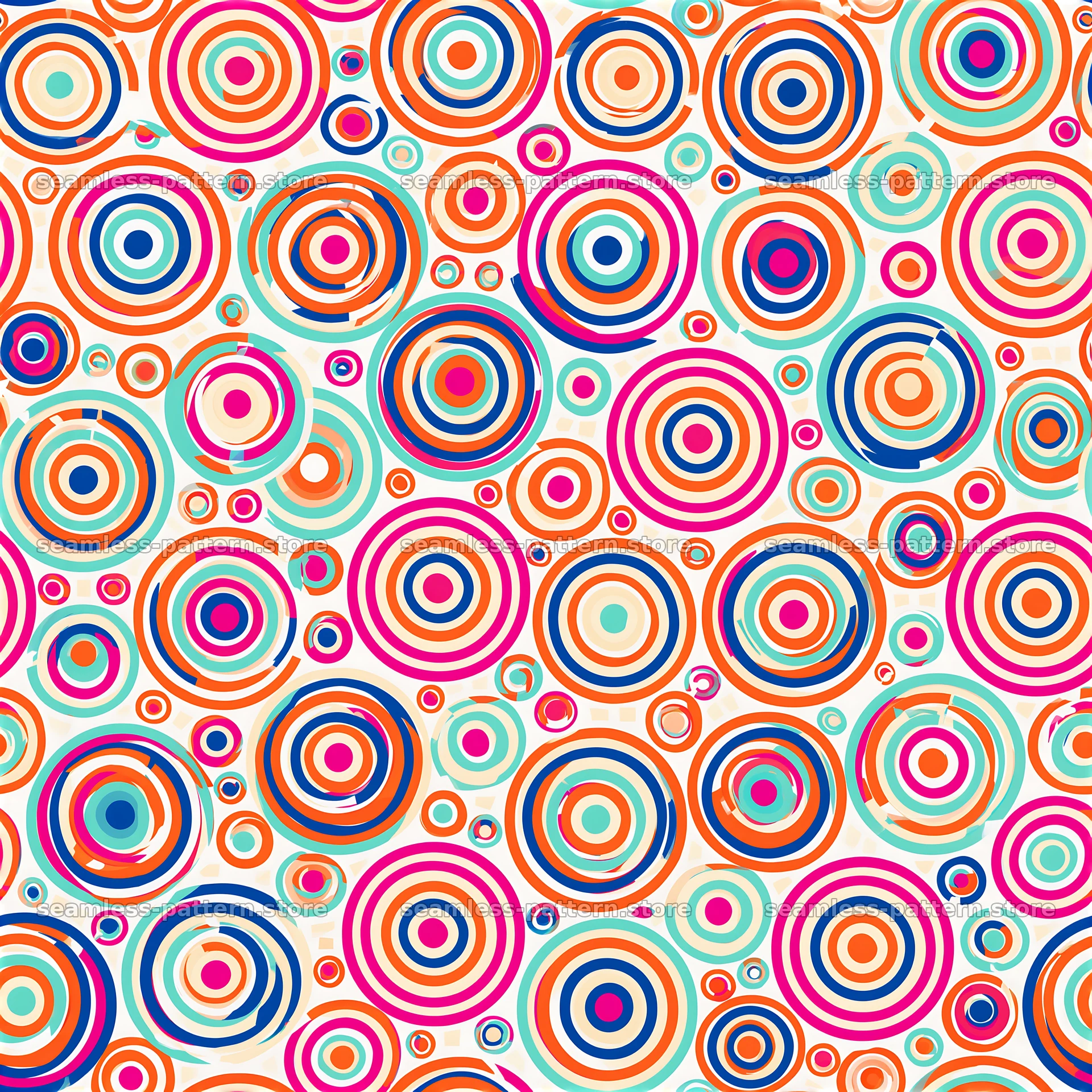 Bright abstract circles seamless pattern with vibrant colors and shapes — seamless tileable pattern at 8192x8192
