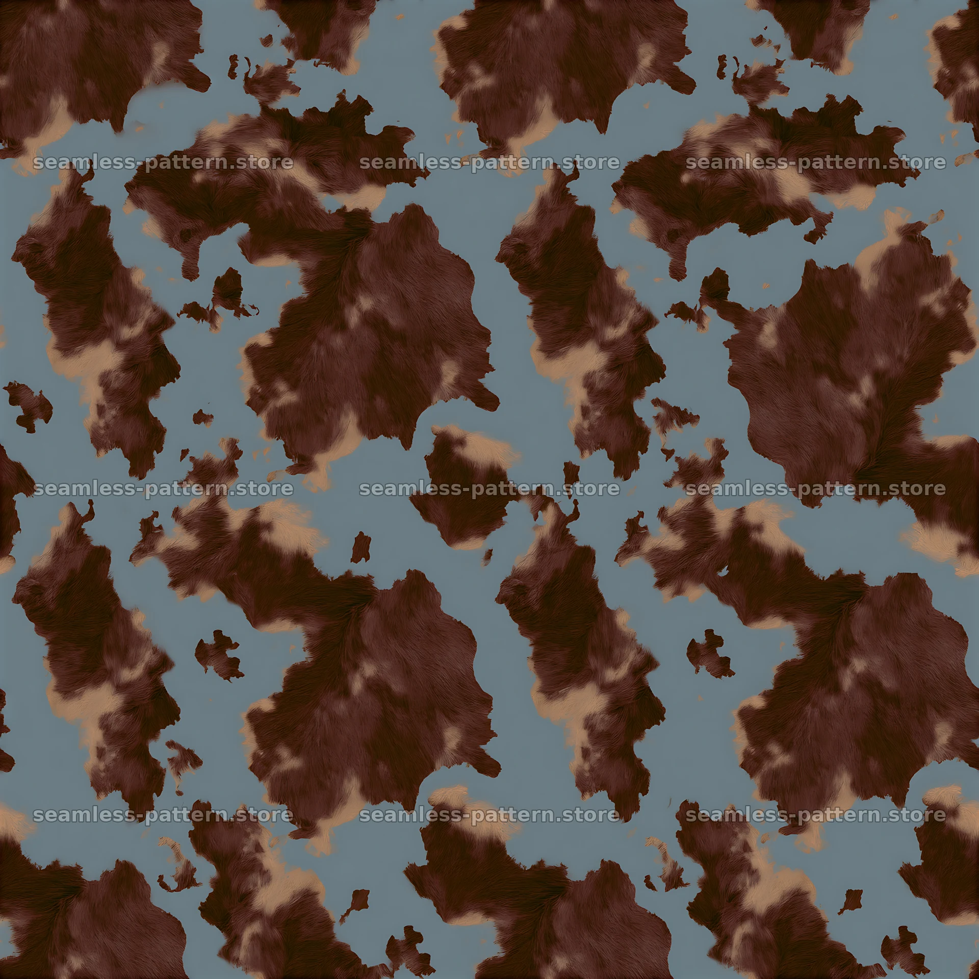 Seamless chocolate brown cowhide repeat pattern on light background — seamless tileable pattern at 8192x8192