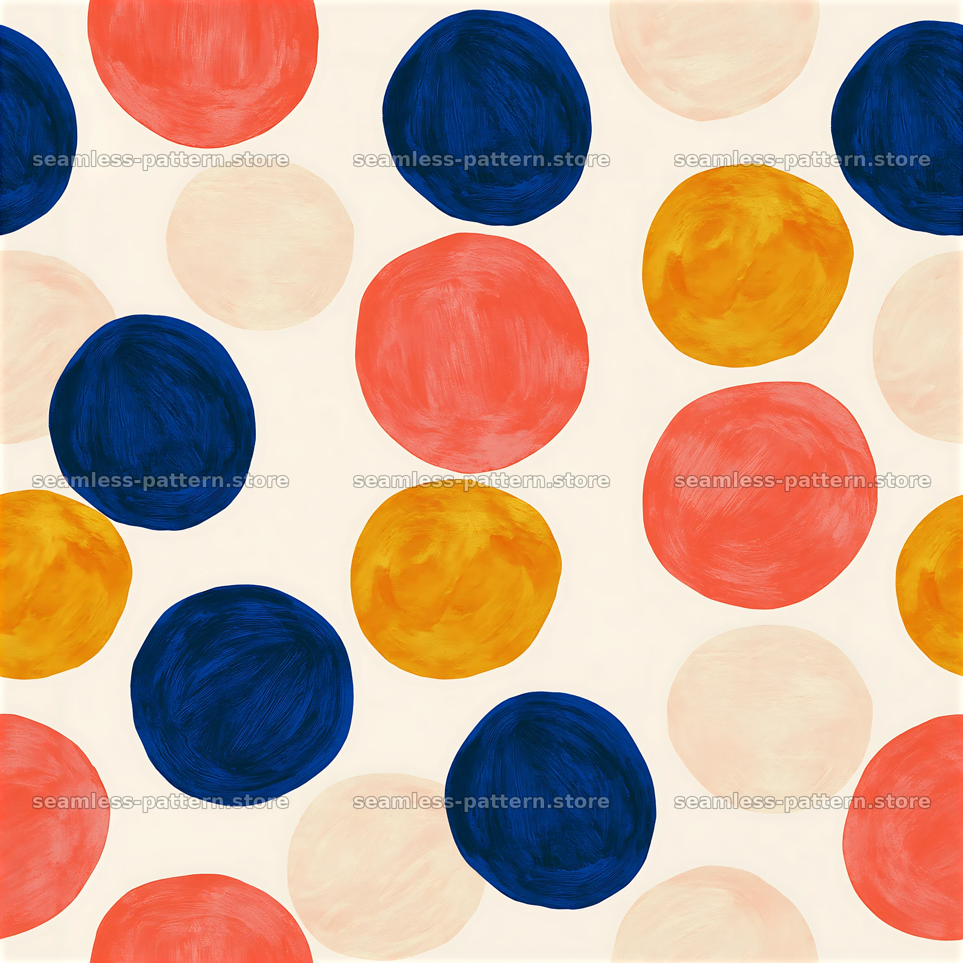 Bold painted dots tileable pattern with various colors — seamless tileable pattern at 8192x8192
